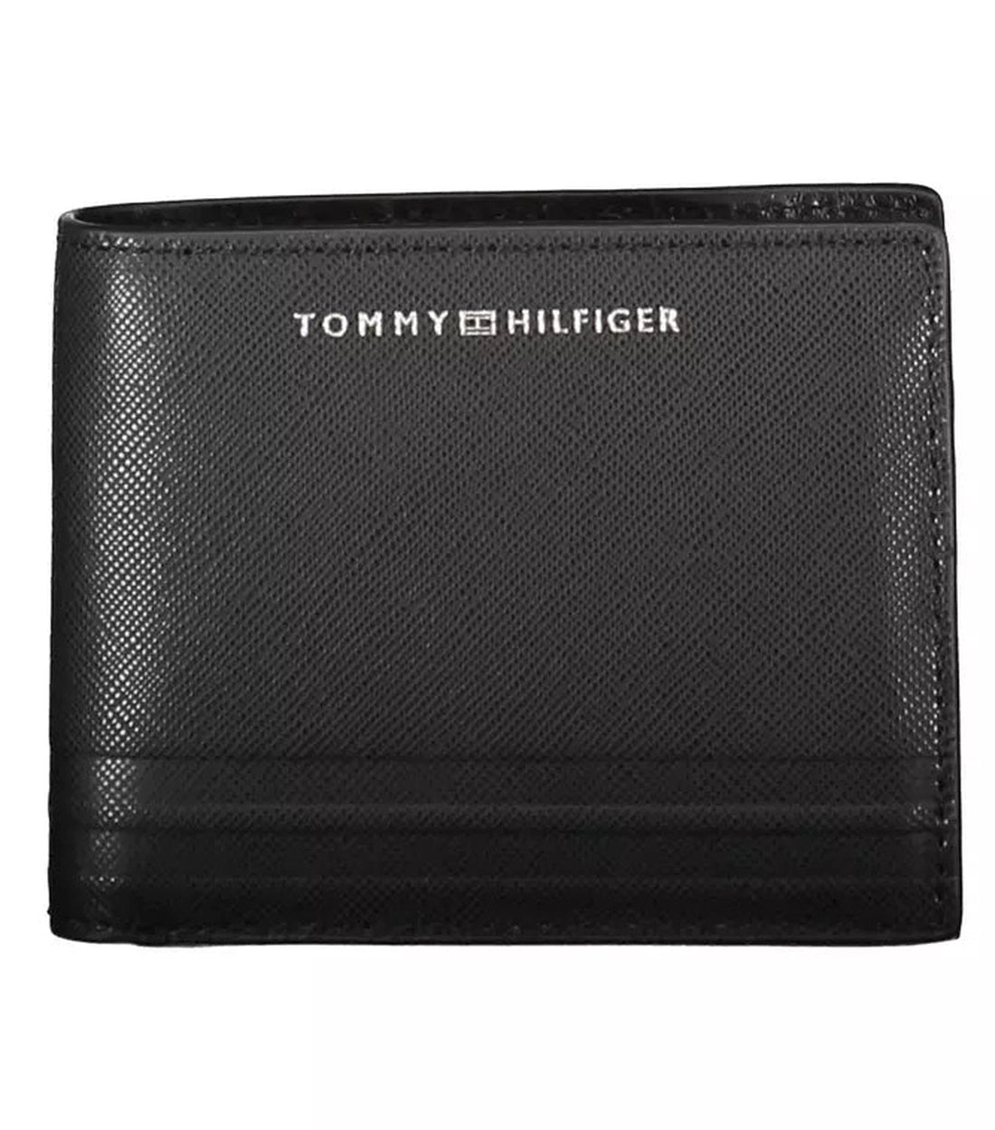 Tommy Hilfiger Elegante Zwarte Leren Bifold Portemonnee