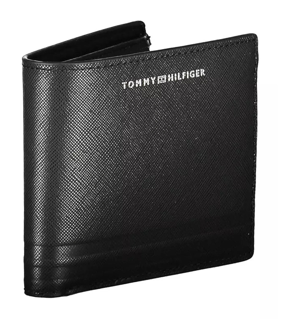 Tommy Hilfiger Elegante Zwarte Leren Bifold Portemonnee met Muntvak