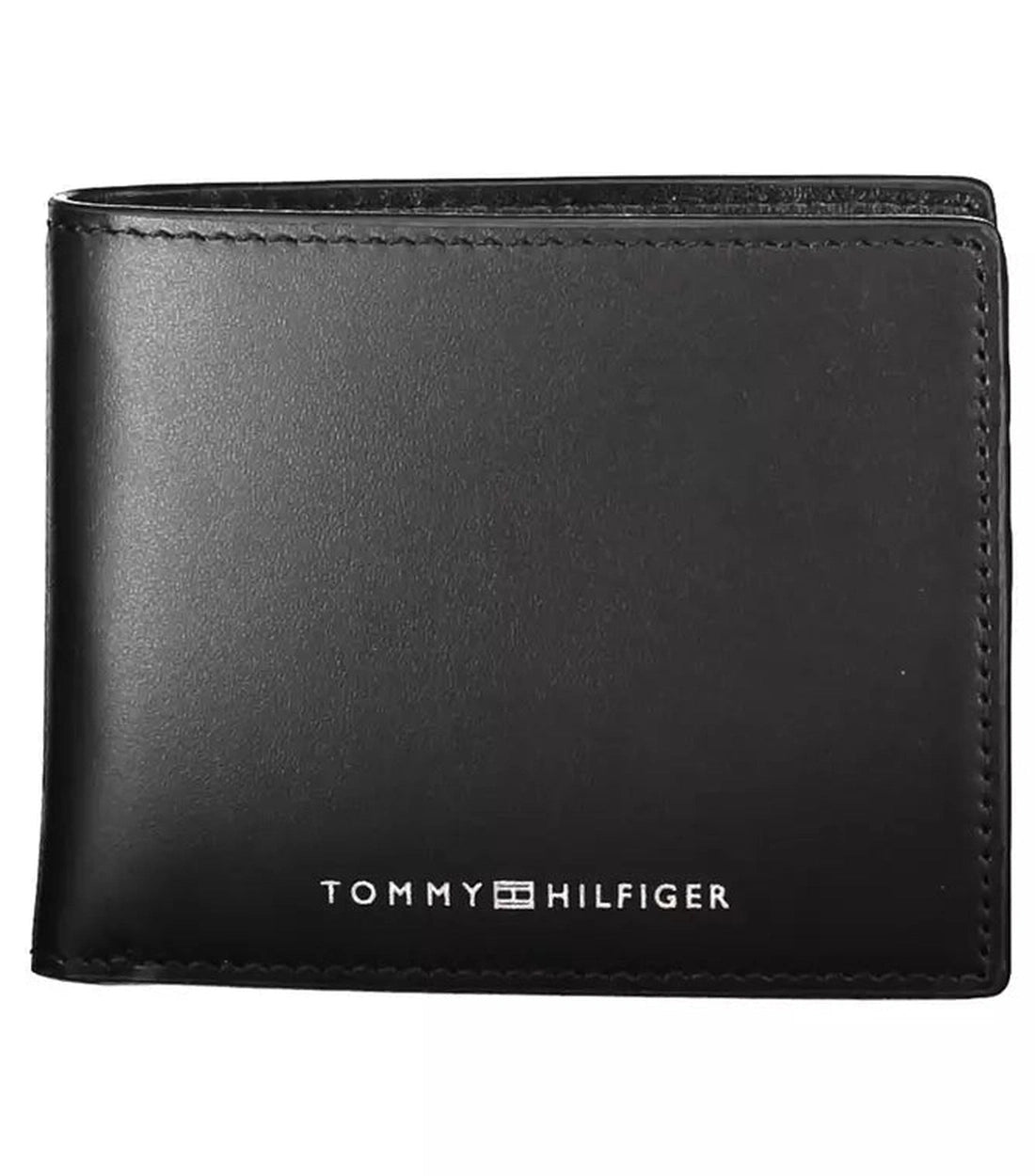 Tommy Hilfiger Luxe Zwarte Leren Portemonnee met Logo Details