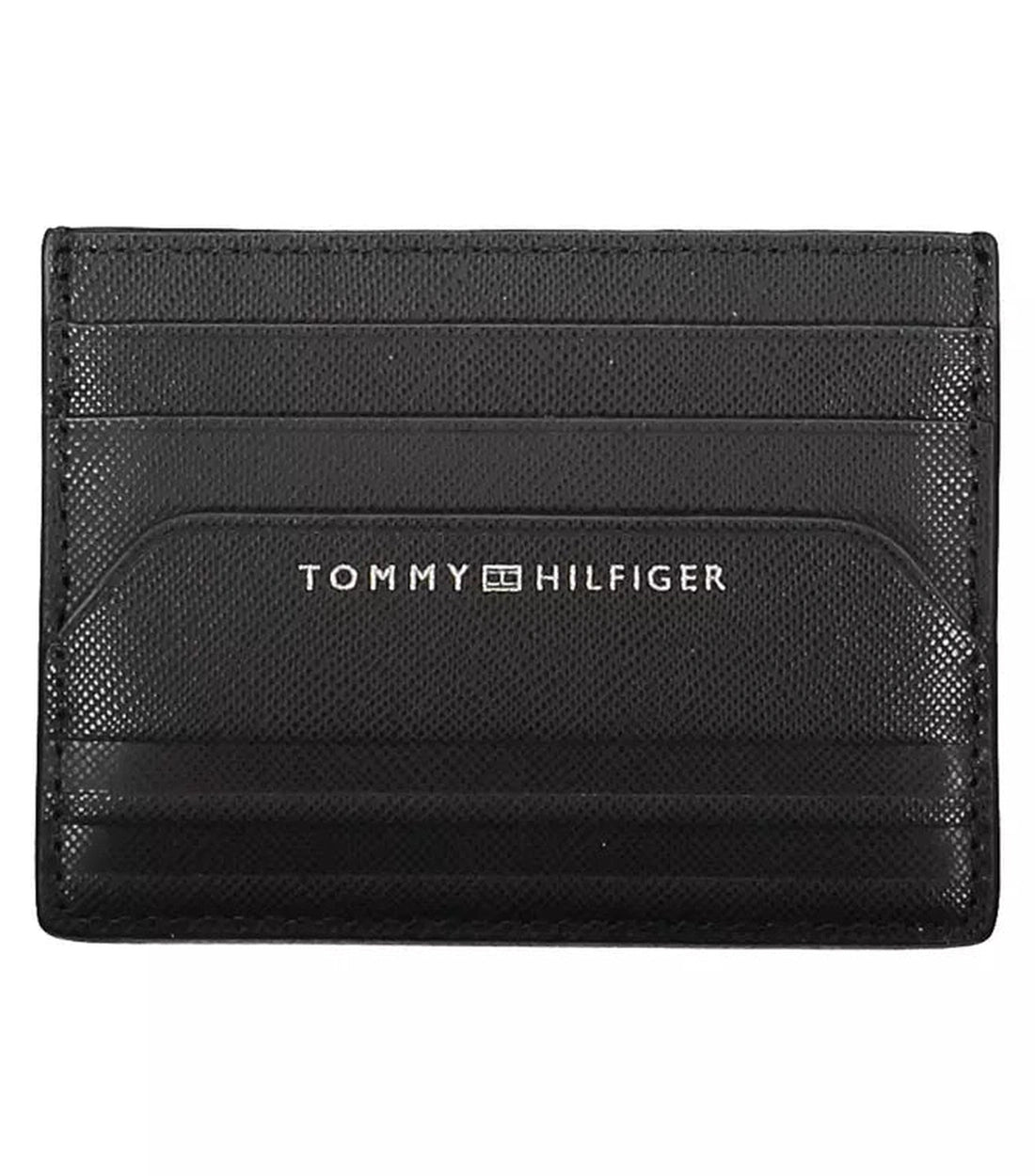 Tommy Hilfiger Elegante Zwarte Leren Kaartenhouder