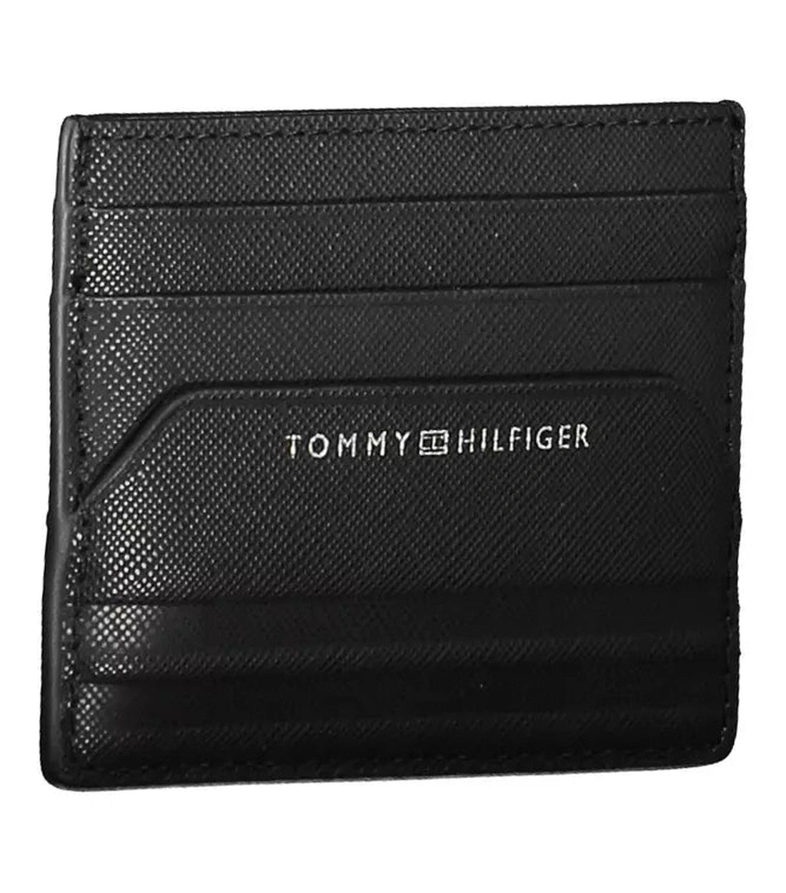 Tommy Hilfiger Elegante Zwarte Leren Kaartenhouder