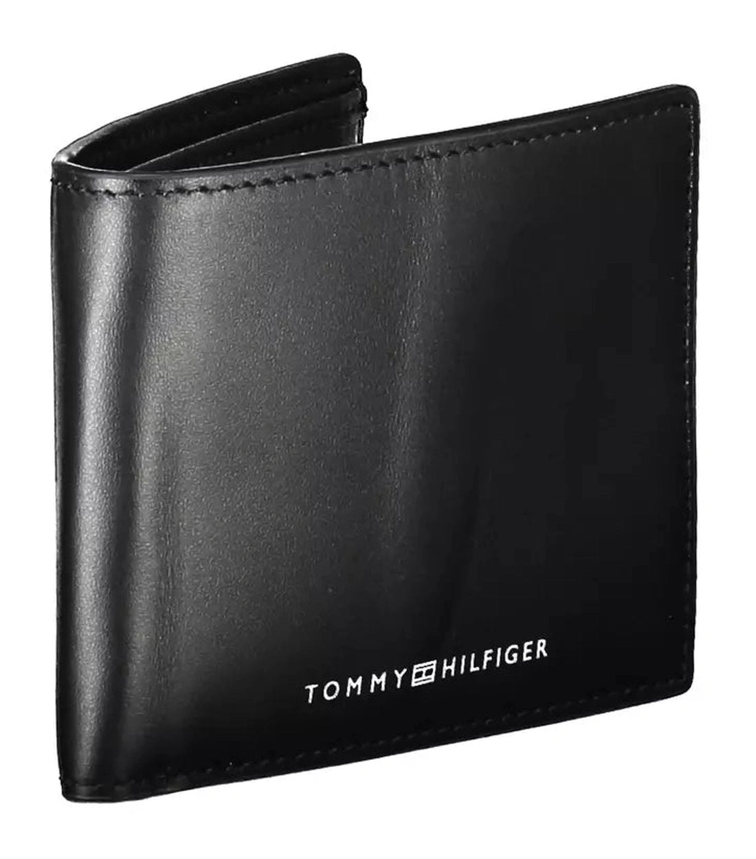 Tommy Hilfiger Luxe Zwarte Leren Portemonnee met Logo Details