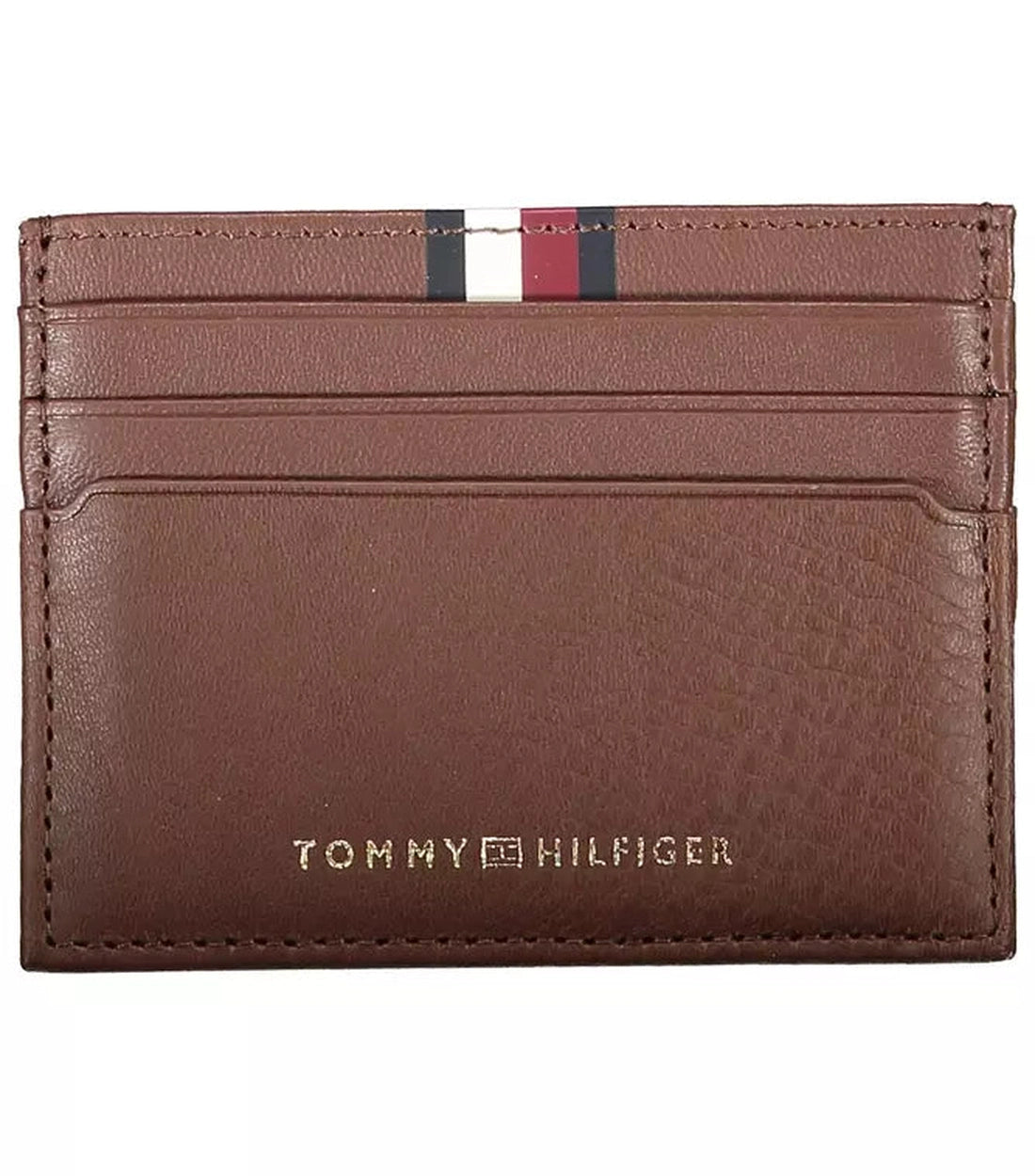 Tommy Hilfiger Elegante Bruine Leren Kaarthouder