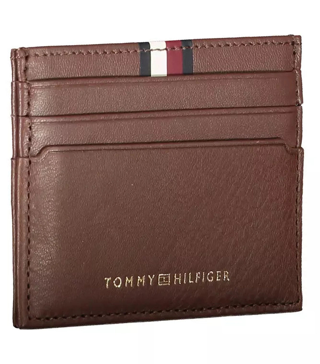 Tommy Hilfiger Elegante Bruine Leren Kaarthouder