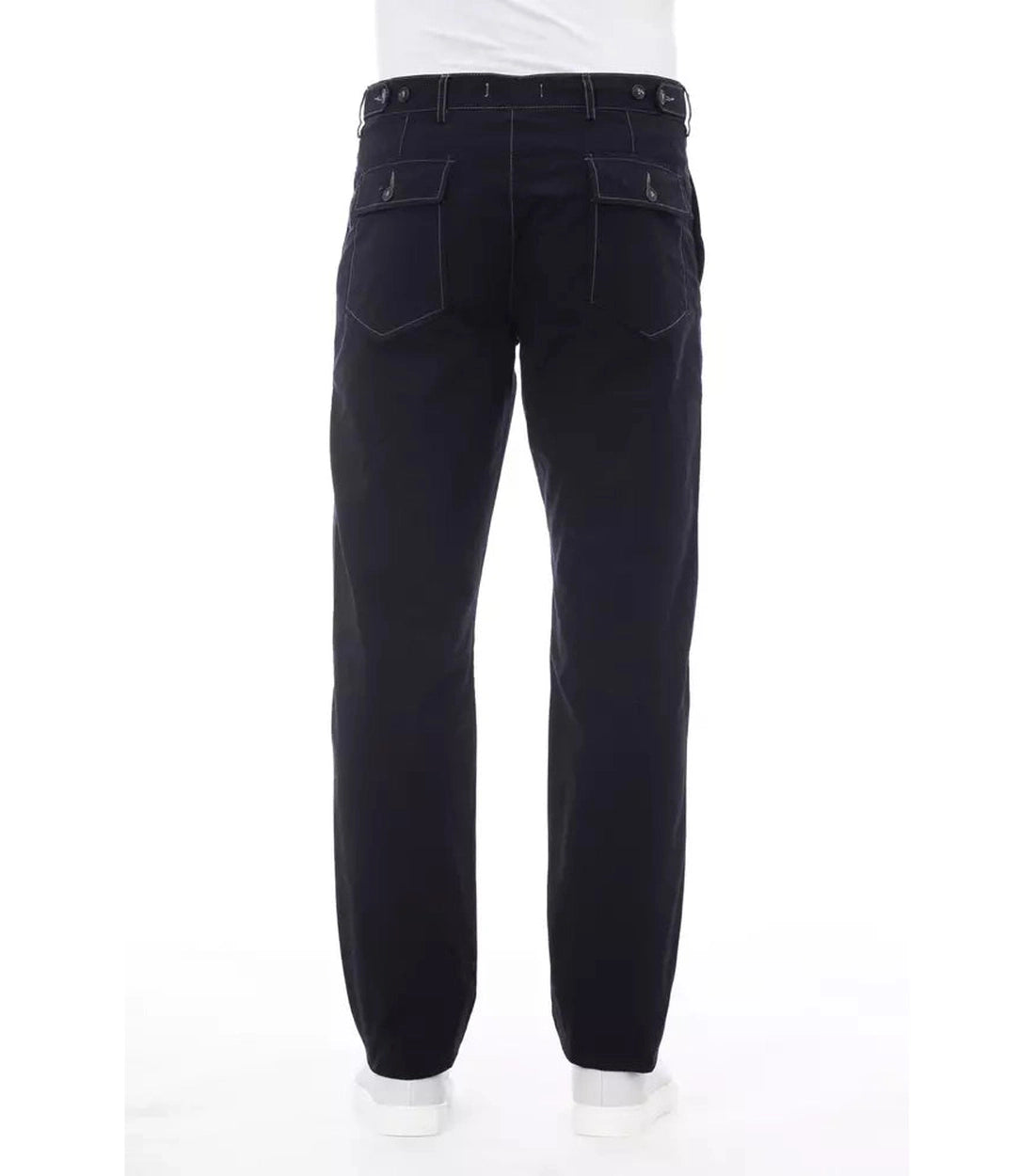 Alpha Studio Blauwe Katoenen Broek voor Mannen