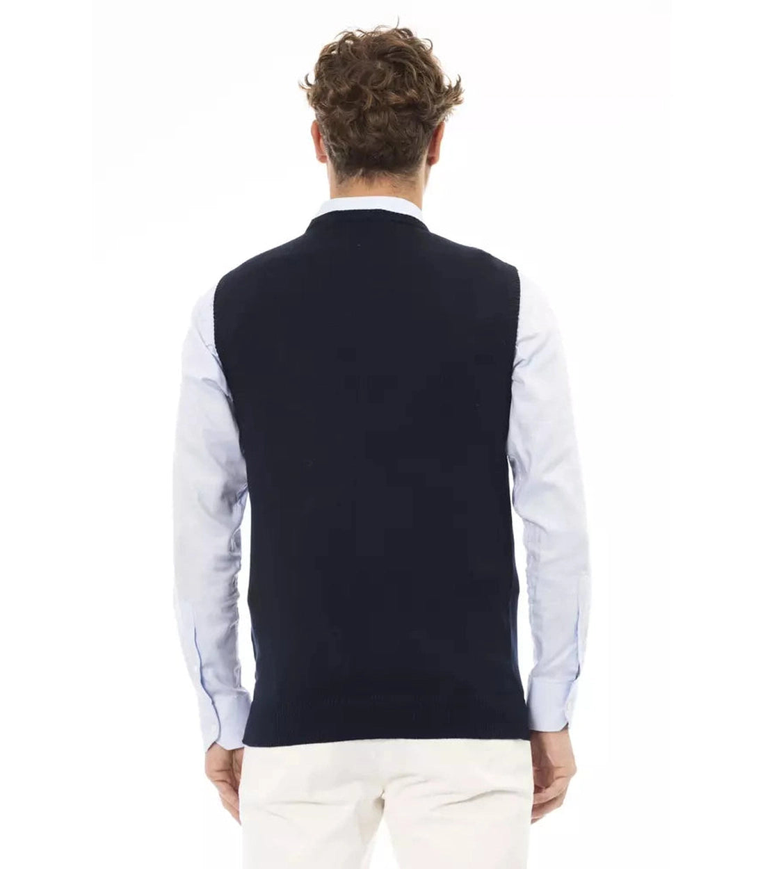 Alpha Studio Blauw Viscose Heren Vest