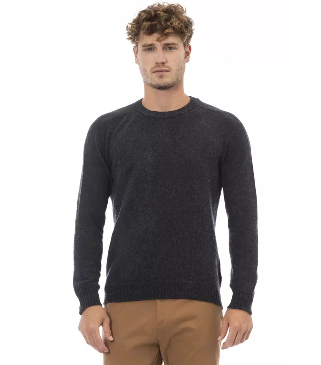 Alpha Studio Zwarte Wollen Sweater voor Heren