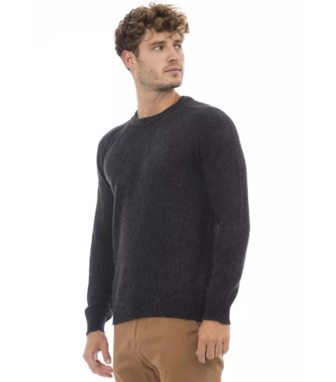 Alpha Studio Zwarte Wollen Sweater voor Heren