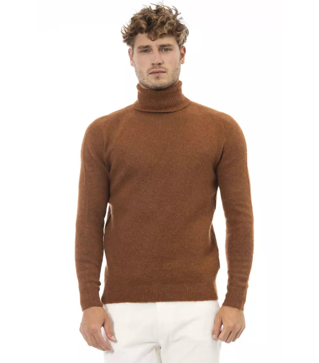 Alpha Studio Bruine Alpaca Trui voor Mannen