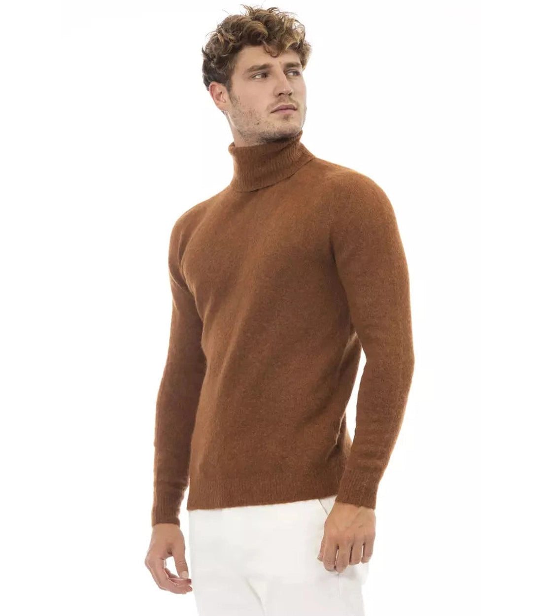 Alpha Studio Bruine Alpaca Trui voor Mannen