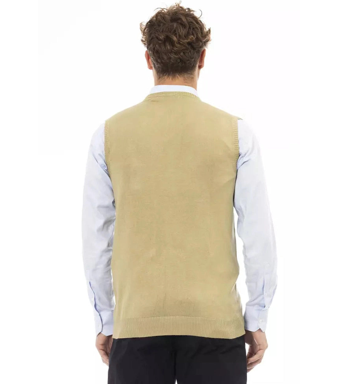 Alpha Studio Beige Viscose Heren Vest