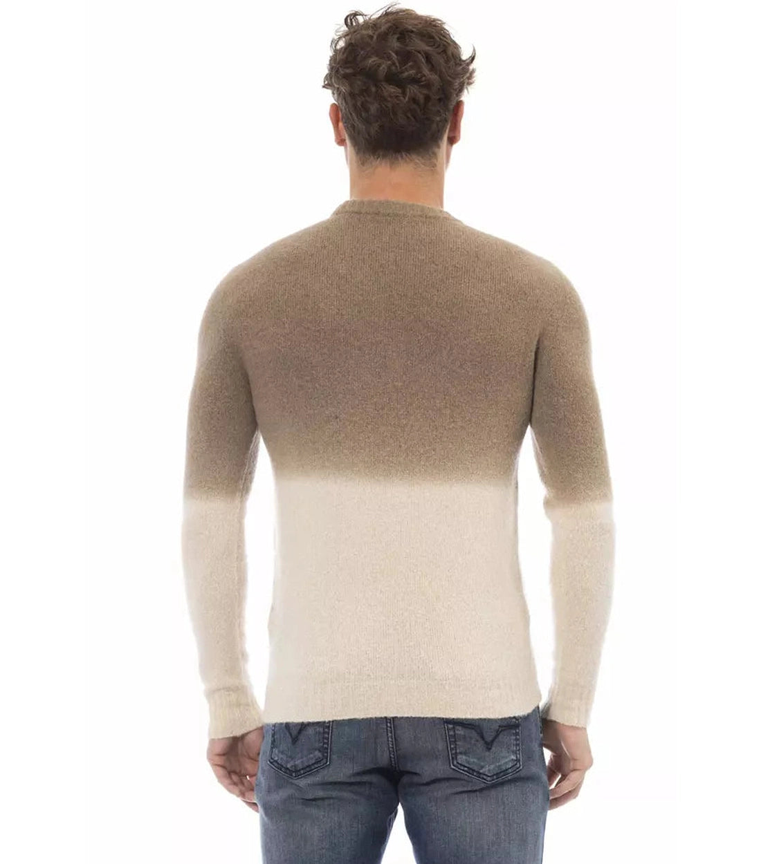 Alpha Studio Beige Alpacawollen Mannen Trui