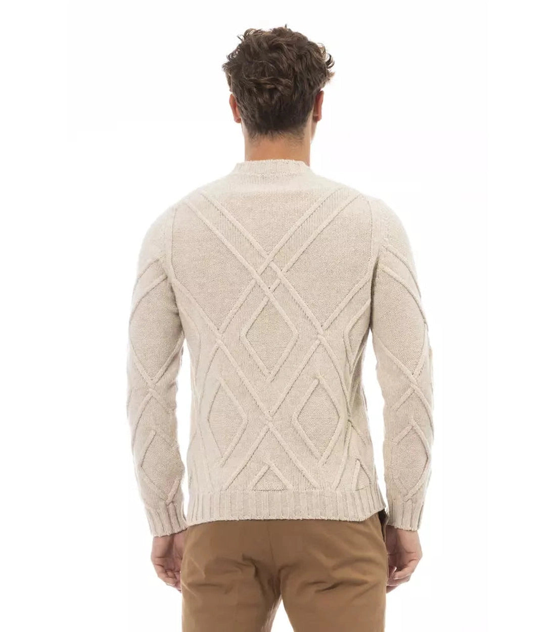 Alpha Studio Beige Merino Wol Heren Trui