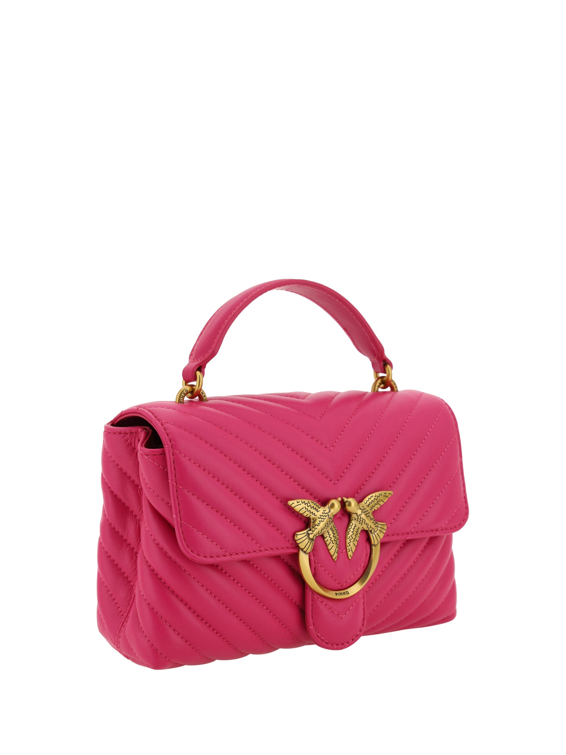 PINKO Elegante Roze Gequilt Lederen Mini Handtas