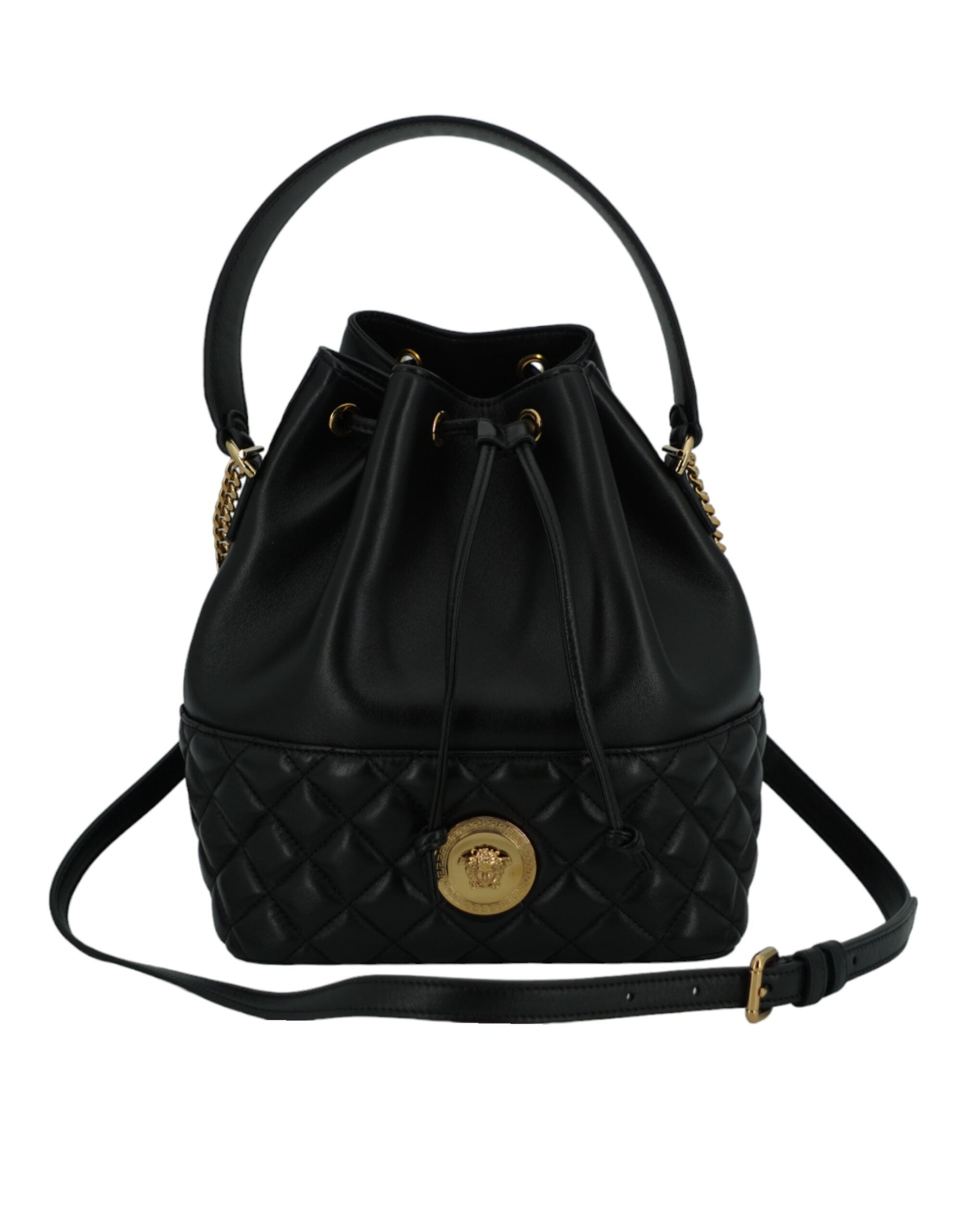 Versace Zwart Leren Medusa Bucket Tas