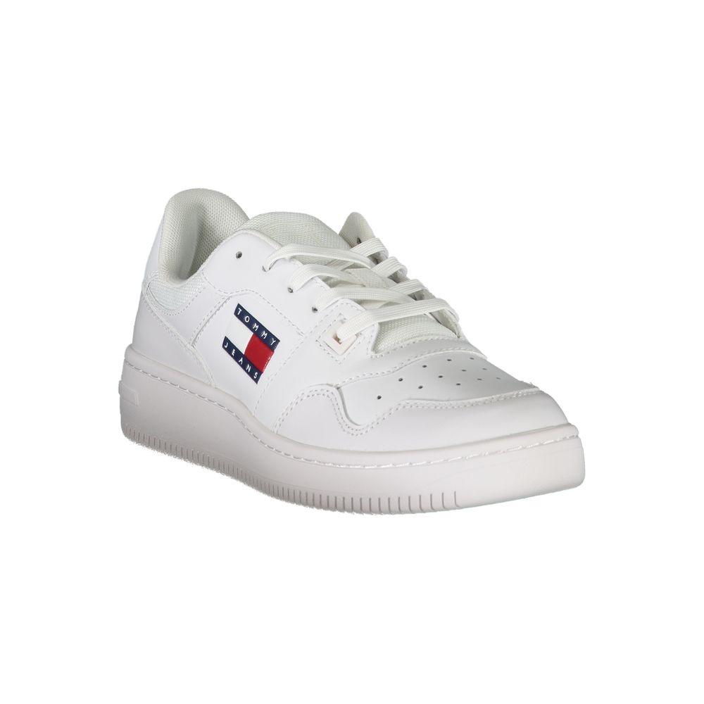 Tommy Hilfiger Witte Leren Dames Sneakers Met Stijlvolle Details