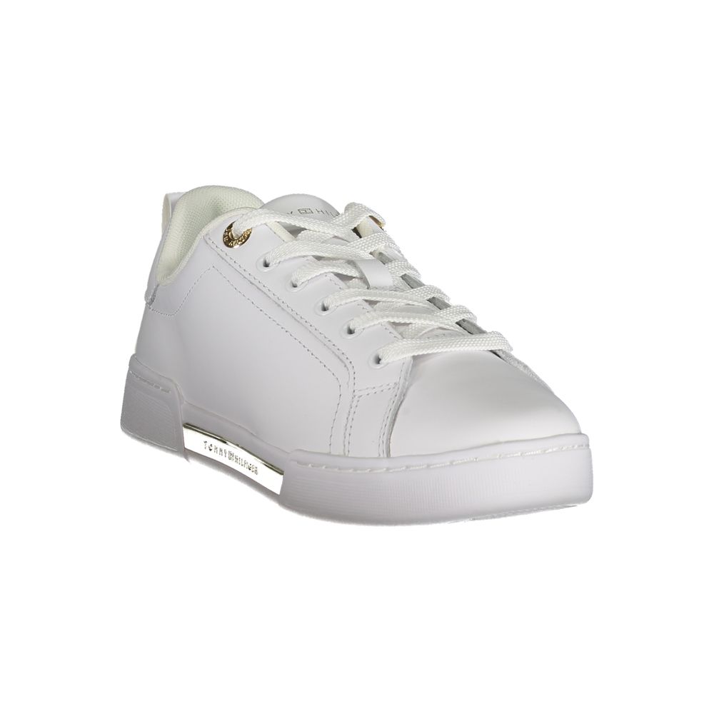 Tommy Hilfiger Wit Leren Court Sneaker Met Cupsole