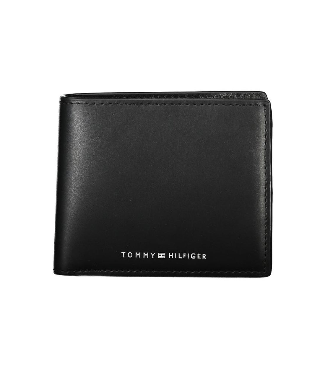 Tommy Hilfiger Elegante Zwarte Leren Bifold Portemonnee voor Mannen