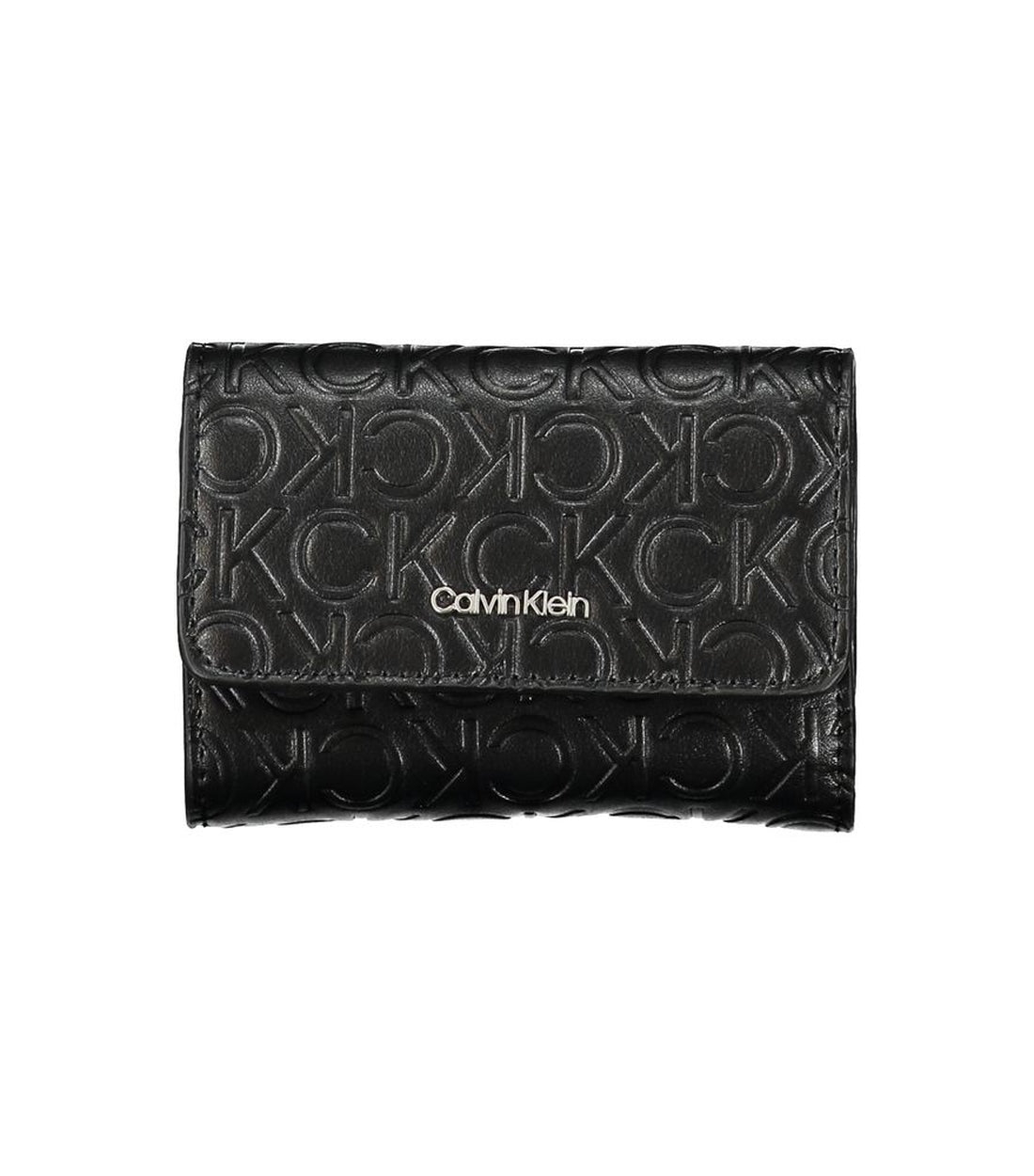 Calvin Klein Elegante Zwarte Dubbele Compartment Portemonnee