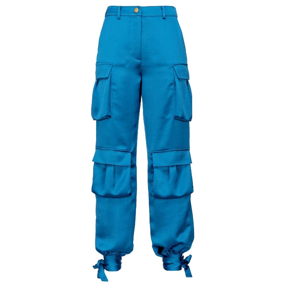 PINKO Lichtblauwe Polyester Cargo Broek met Meerdere Zakjes