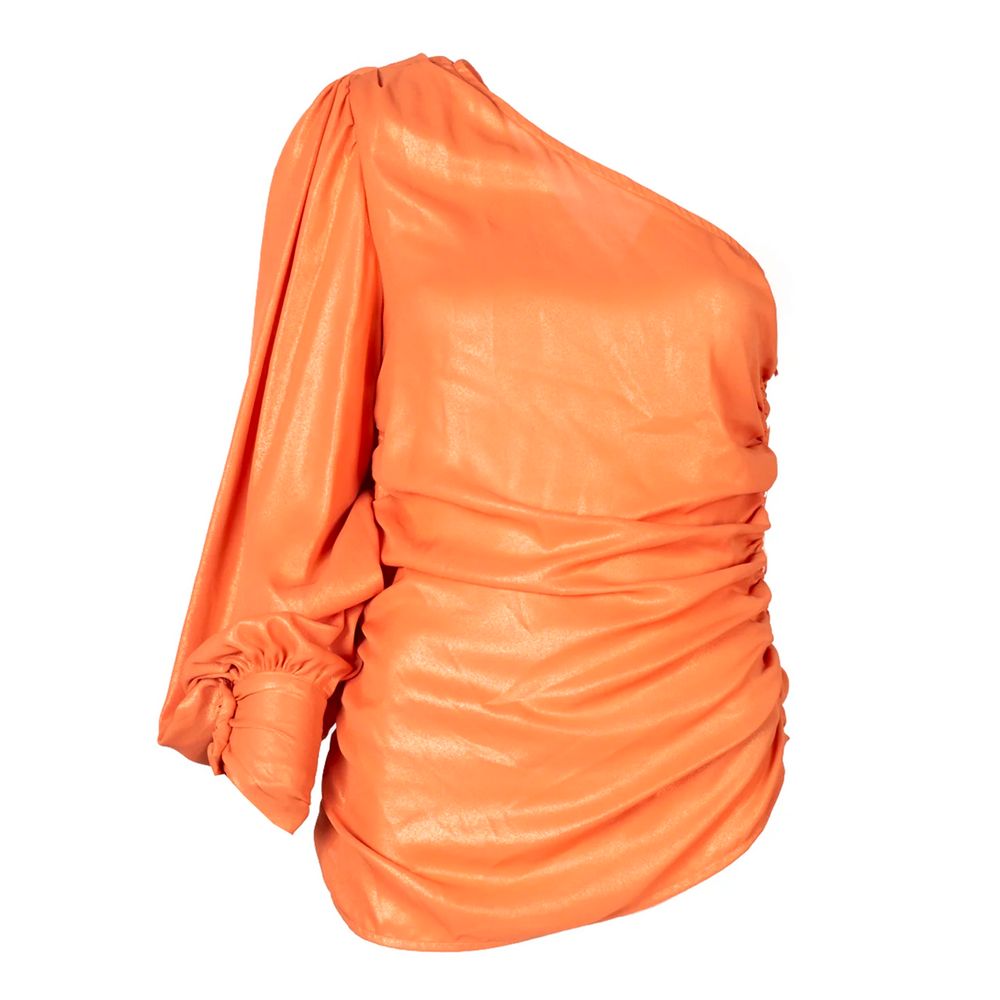 PINKO Glamoureuze Oranje Gelamineerde Blouse