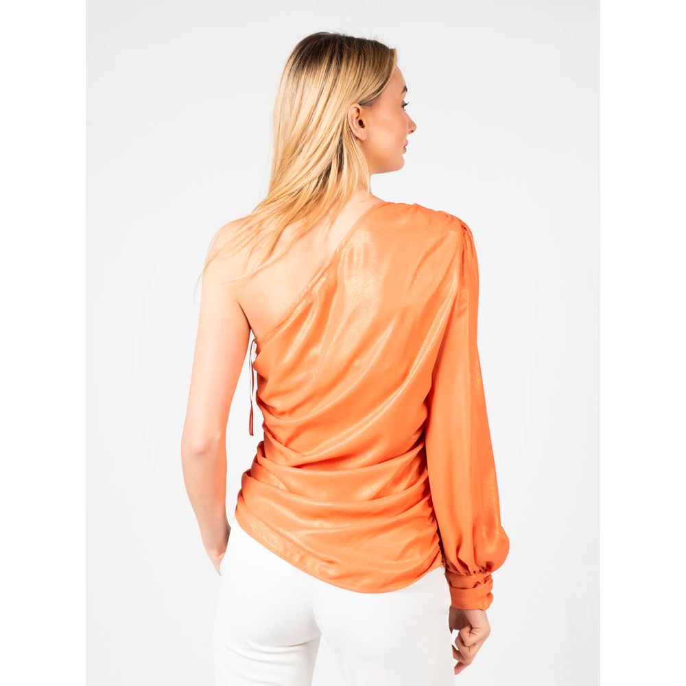 PINKO Glamoureuze Oranje Gelamineerde Blouse