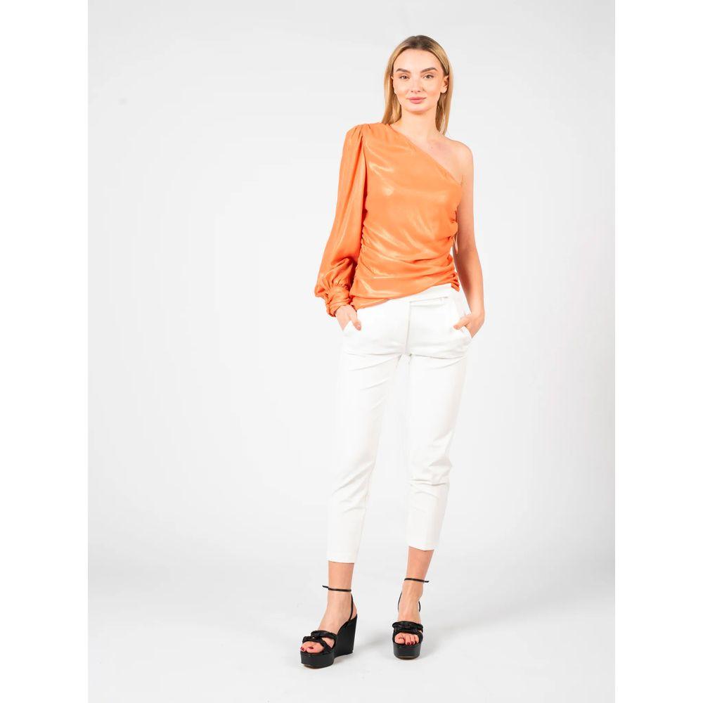 PINKO Glamoureuze Oranje Gelamineerde Blouse