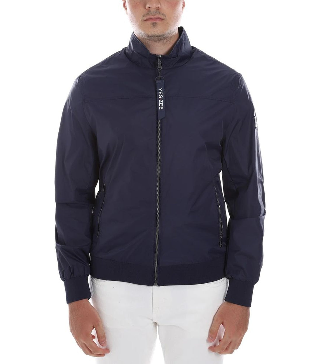 Yes Zee Stijlvolle Blauwe Nylon Regen- en Windbreakerjas