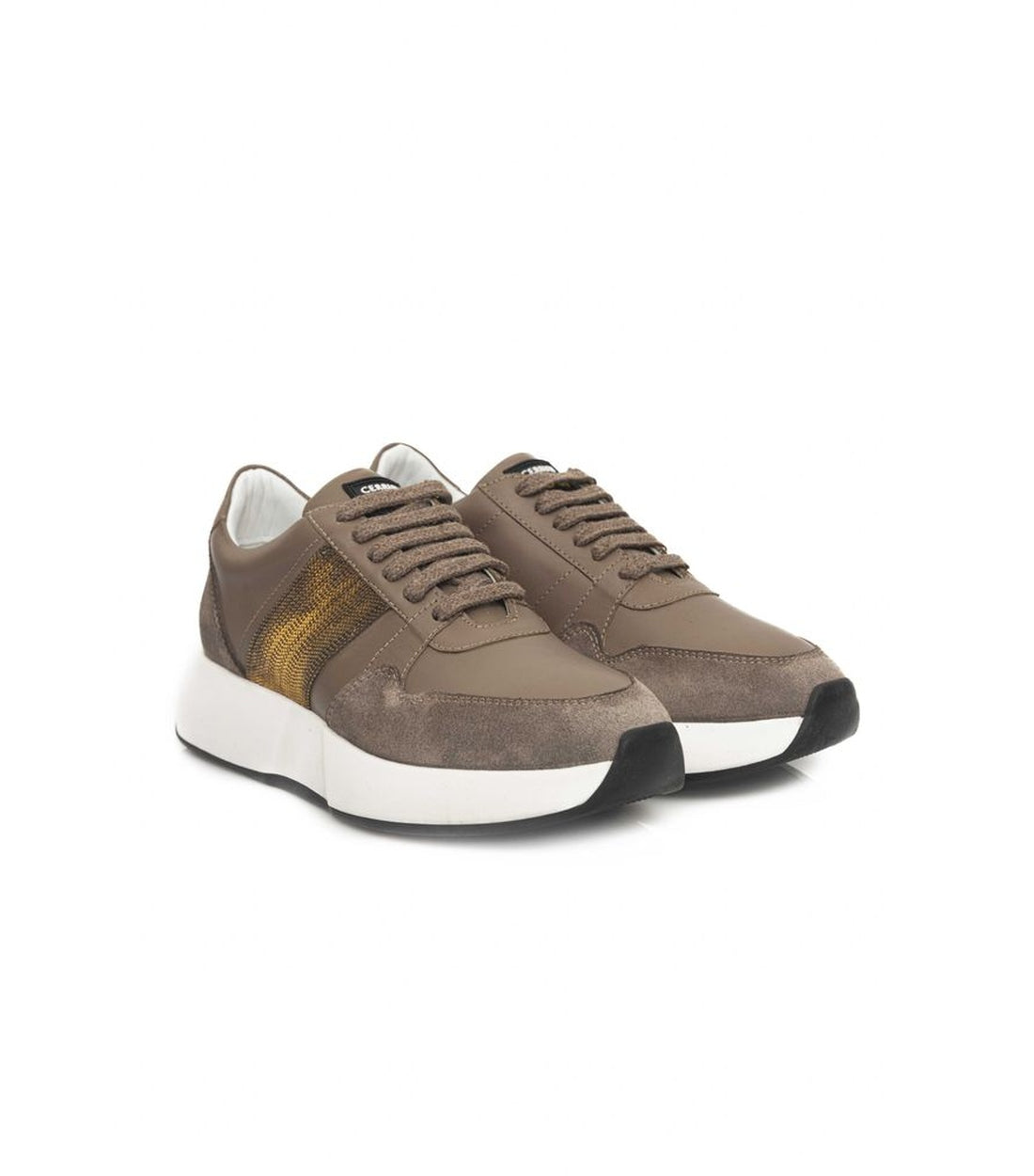 Cerruti 1881 Beige Leren Sneakers voor Dames met Platform