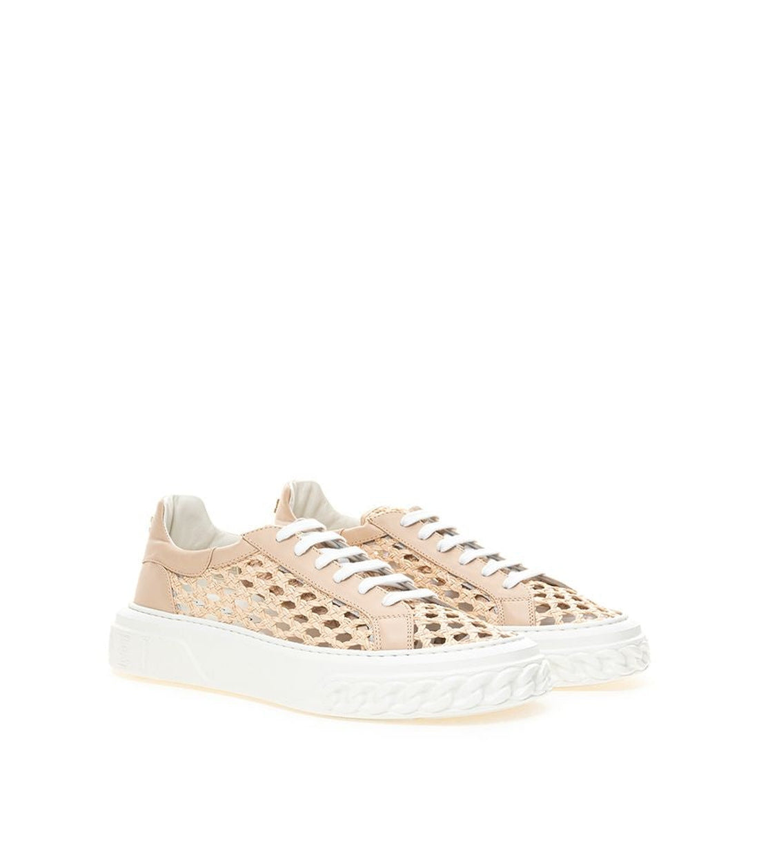 Casadei Chic Beige Leather OFF ROAD Sneakers