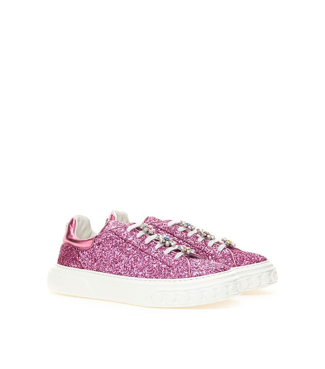 Casadei Roze Leren Disk Sneakers