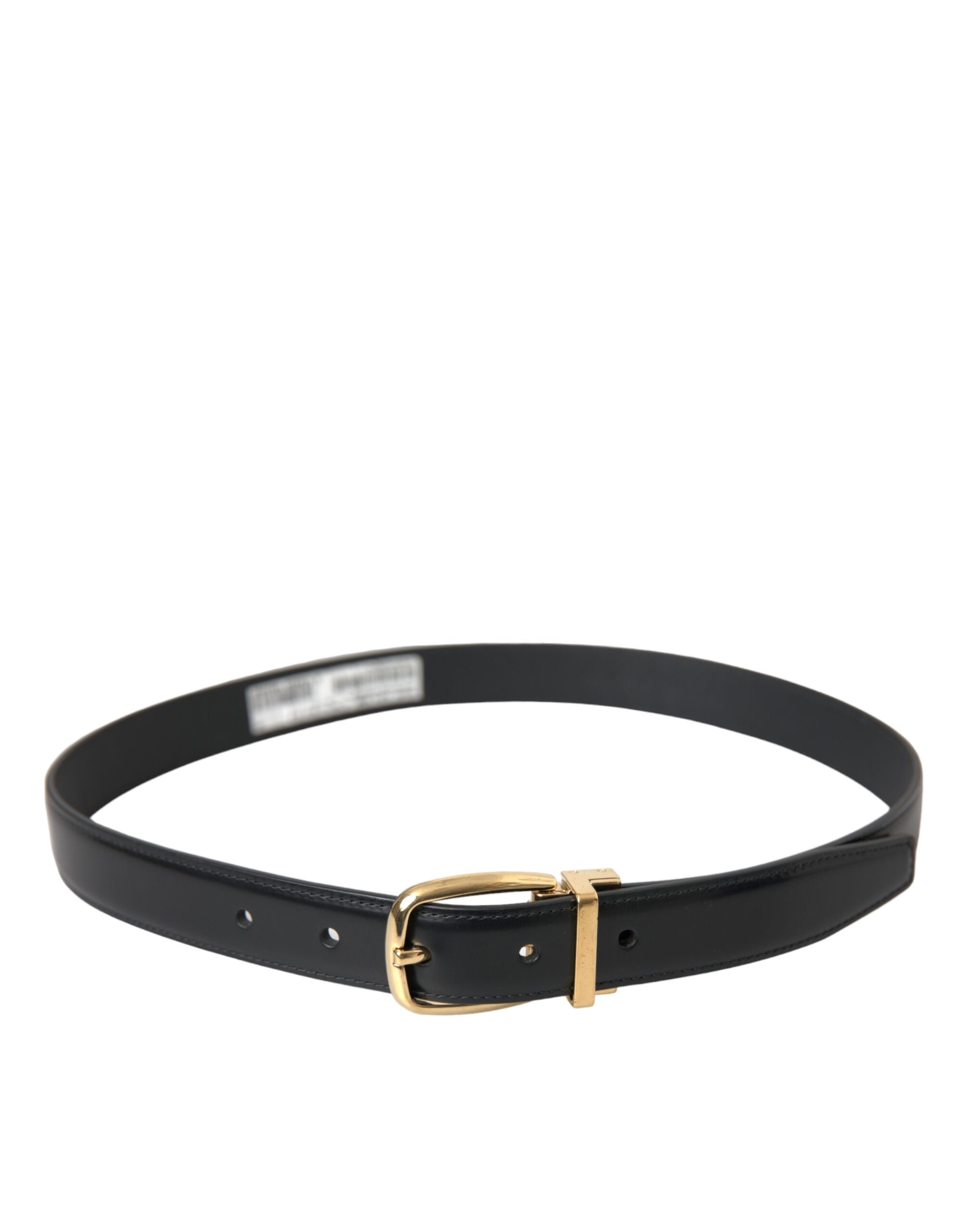 Dolce & Gabbana Zwart Kalfsleren Riem Met Goud Gesp