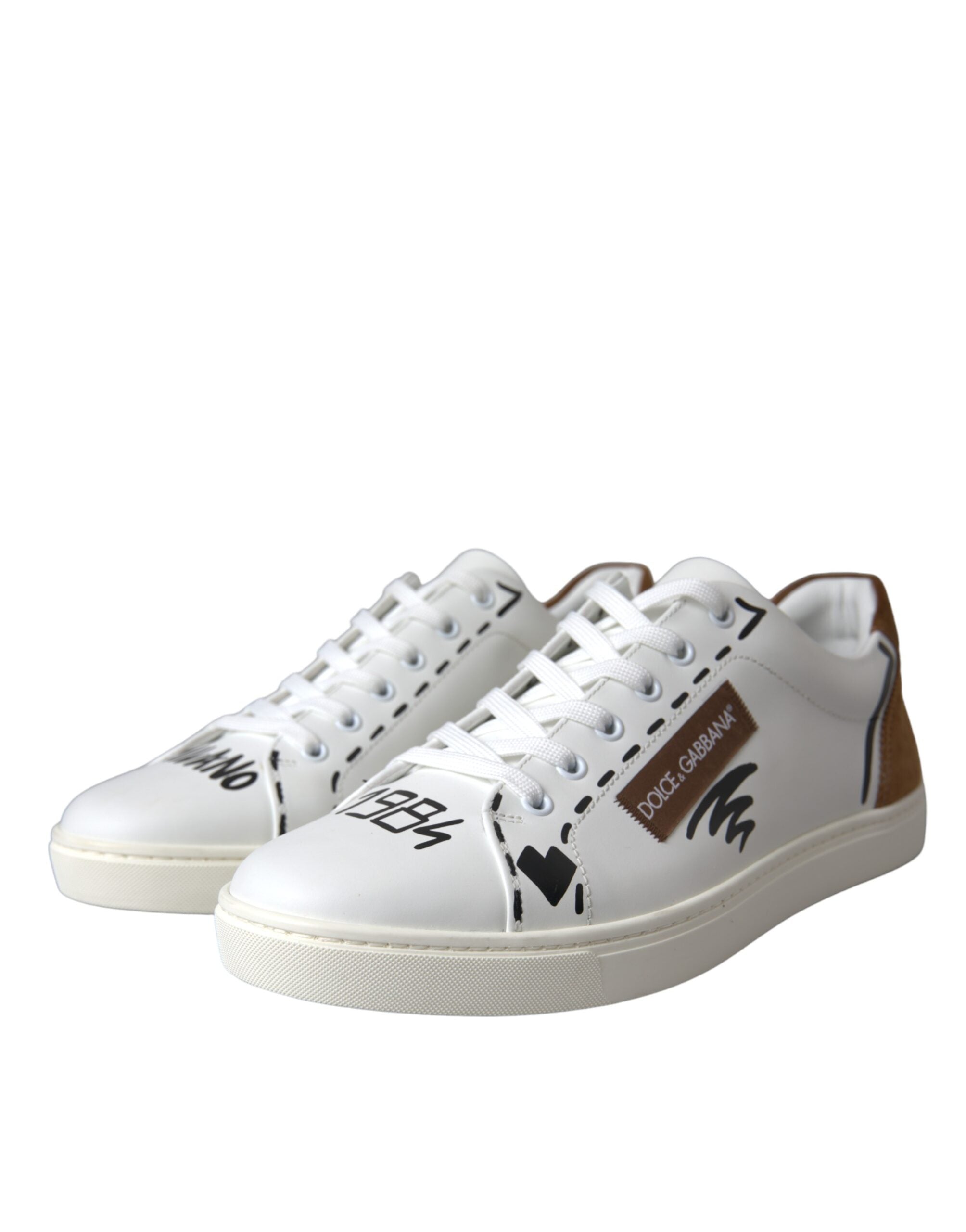 Dolce & Gabbana Wit Bruin Leren Sneakers