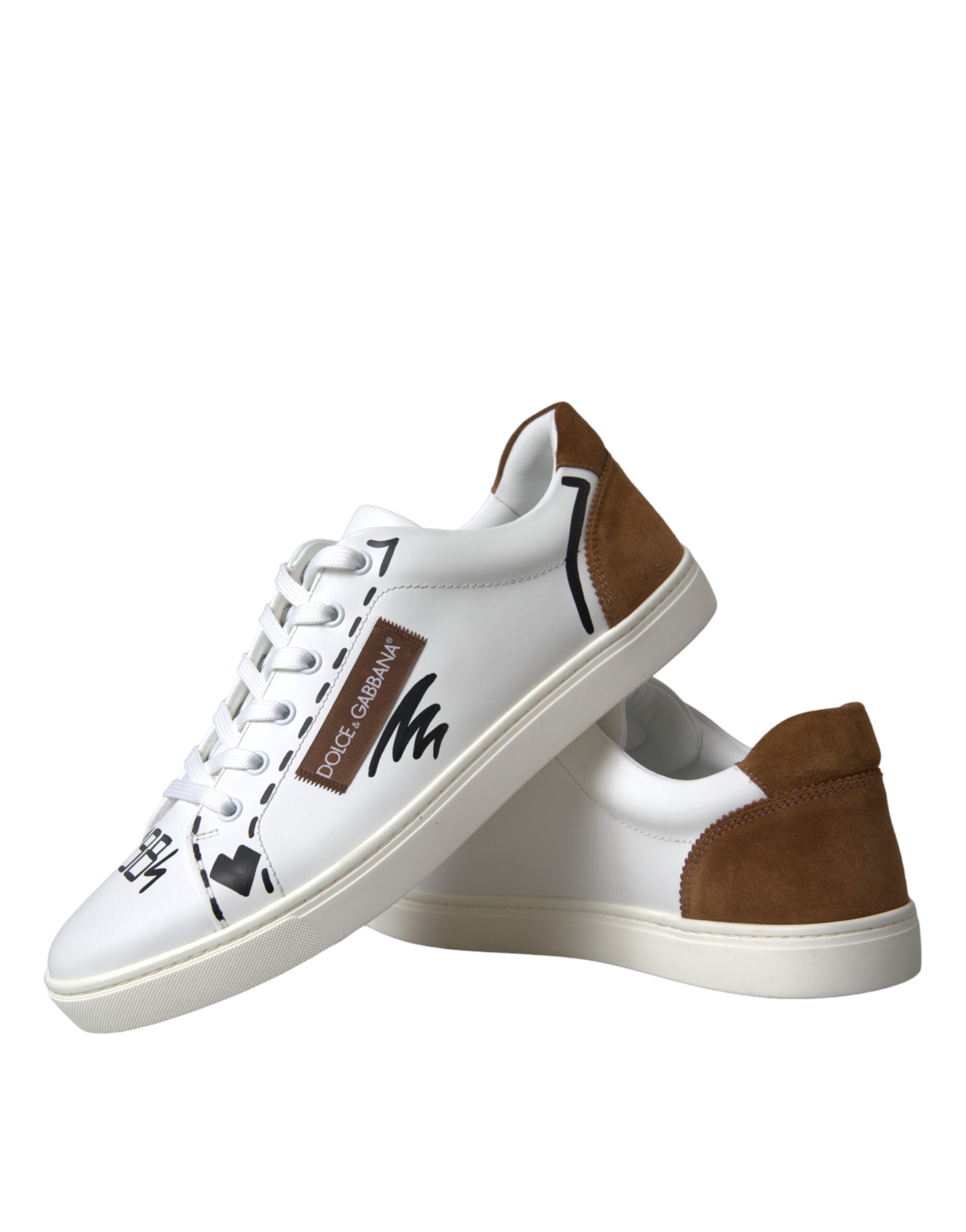 Dolce & Gabbana Wit Bruin Leren Sneakers