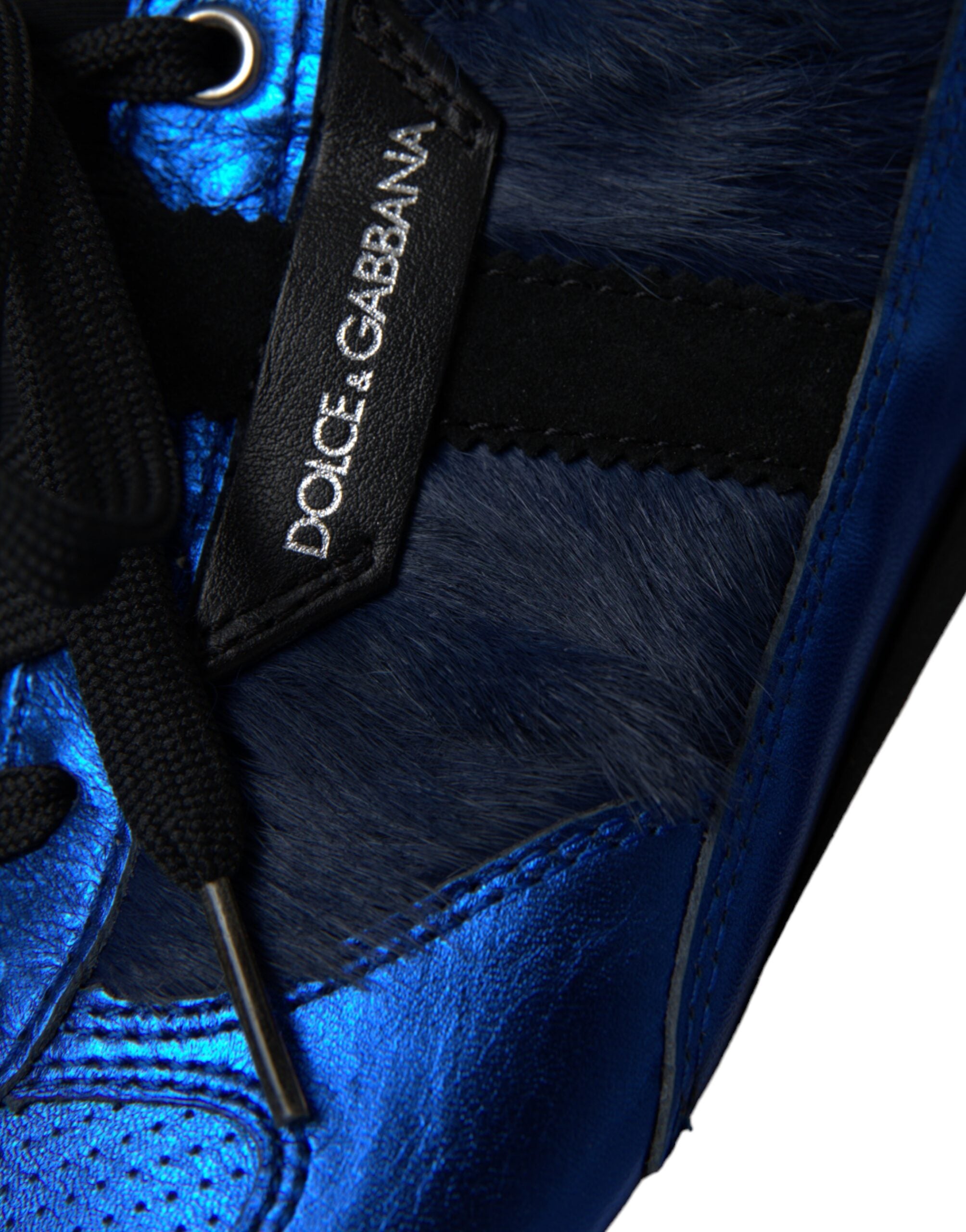 Dolce & Gabbana Blauw Zwart Kalfsleren Sneakers