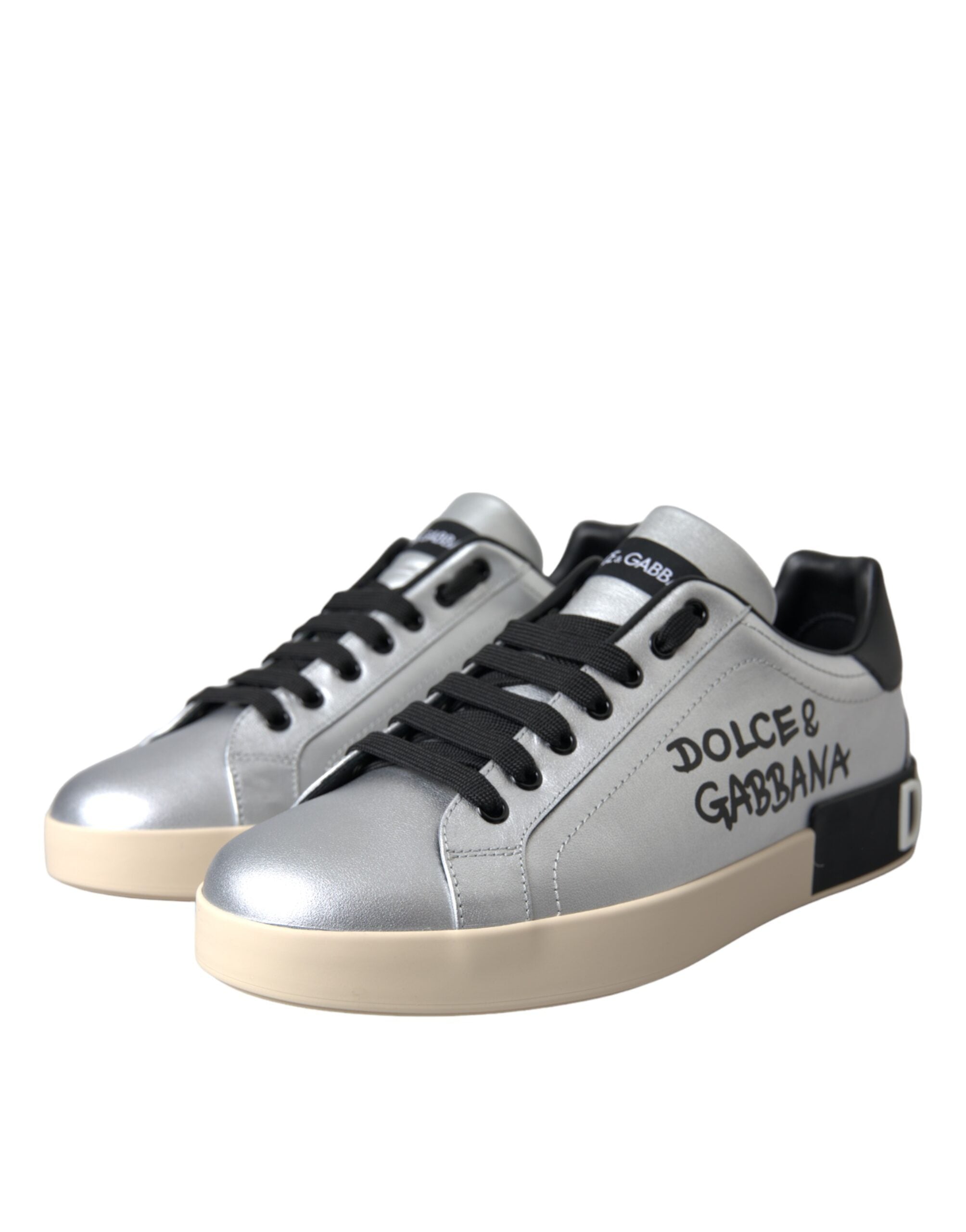 Dolce & Gabbana Silver Kalfsleren Sneakers