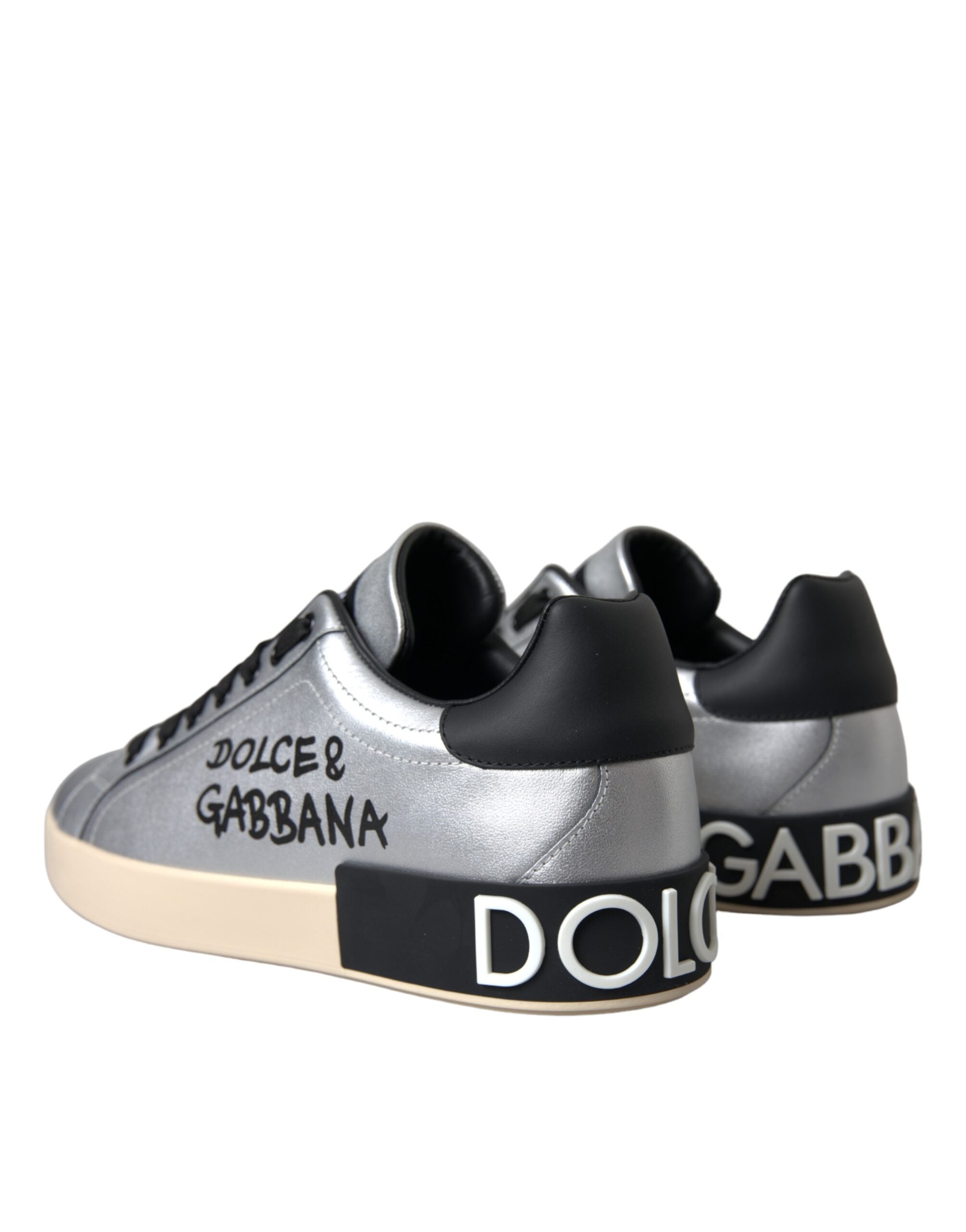 Dolce & Gabbana Silver Kalfsleren Sneakers