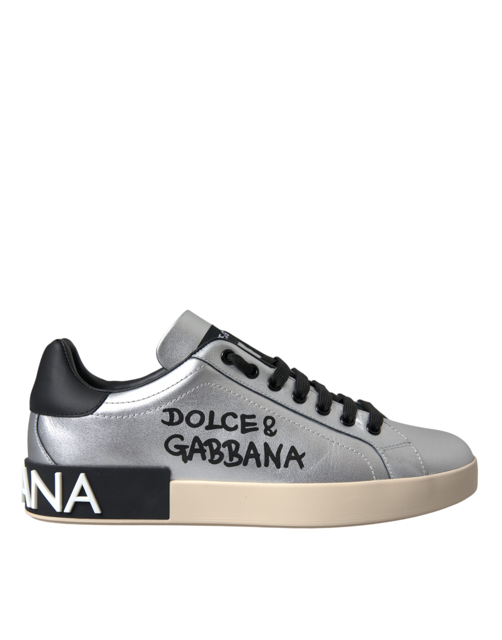 Dolce & Gabbana Silver Kalfsleren Sneakers