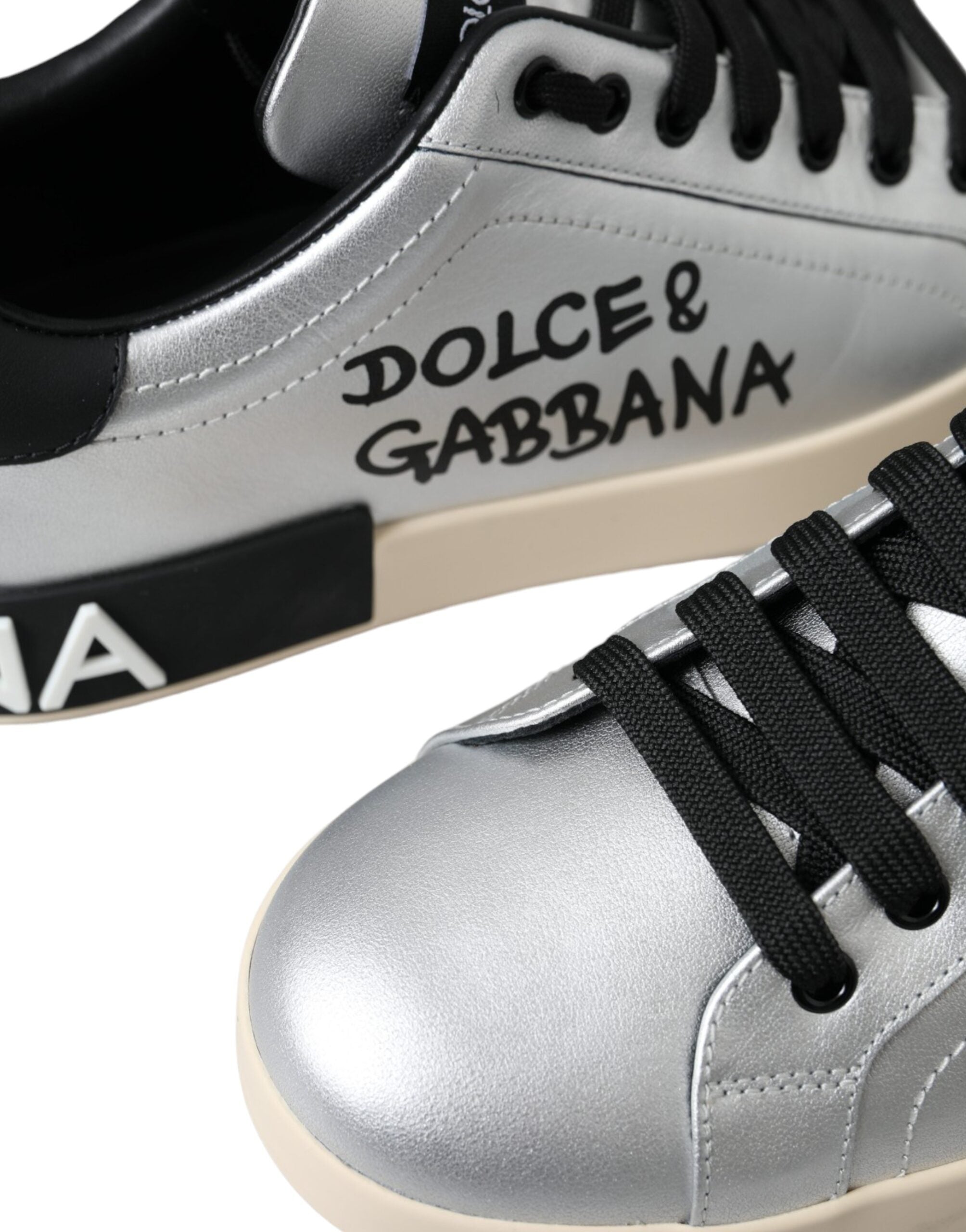 Dolce & Gabbana Silver Kalfsleren Sneakers