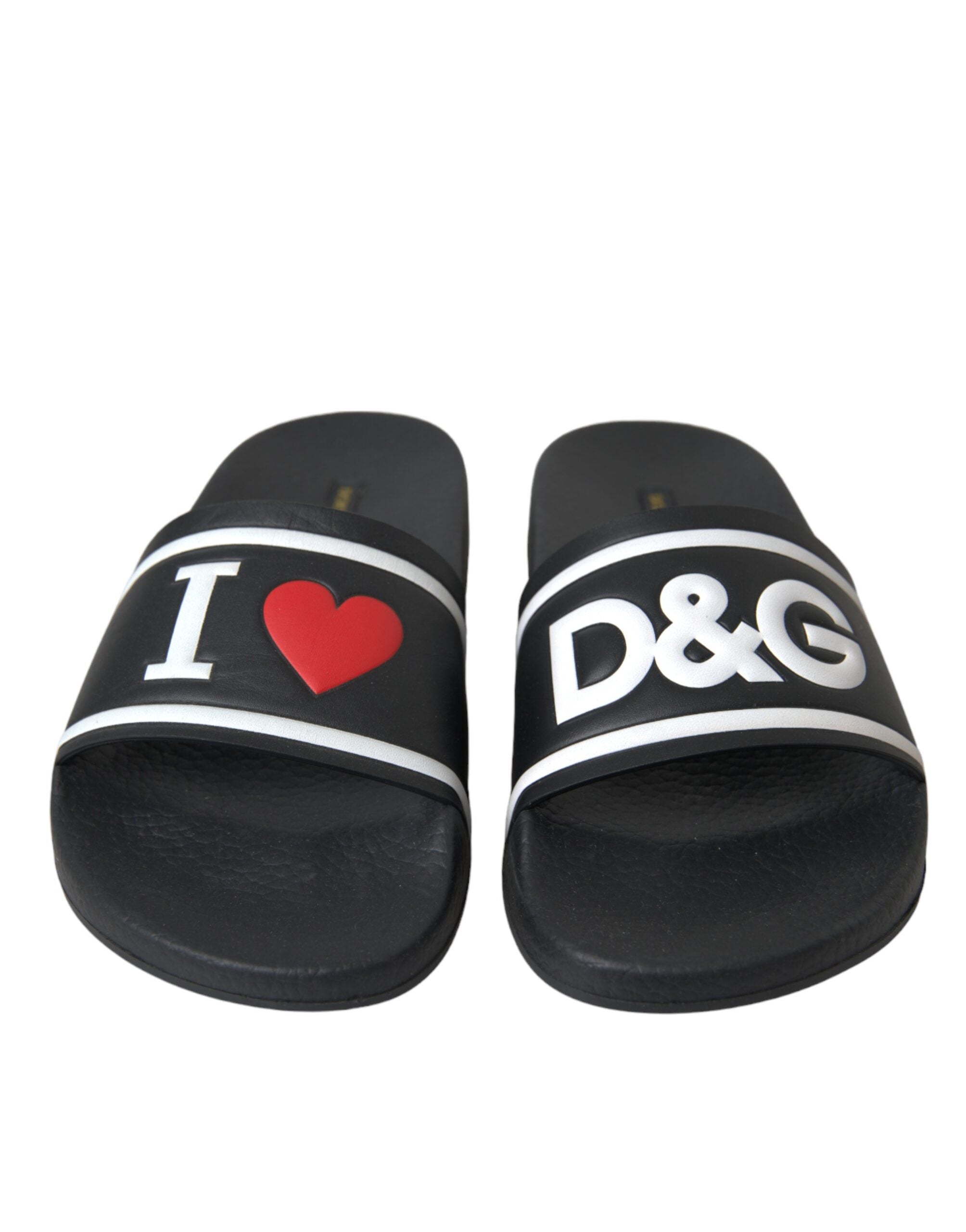 Dolce & Gabbana Zwart Leren "I Love D&G" Slippers