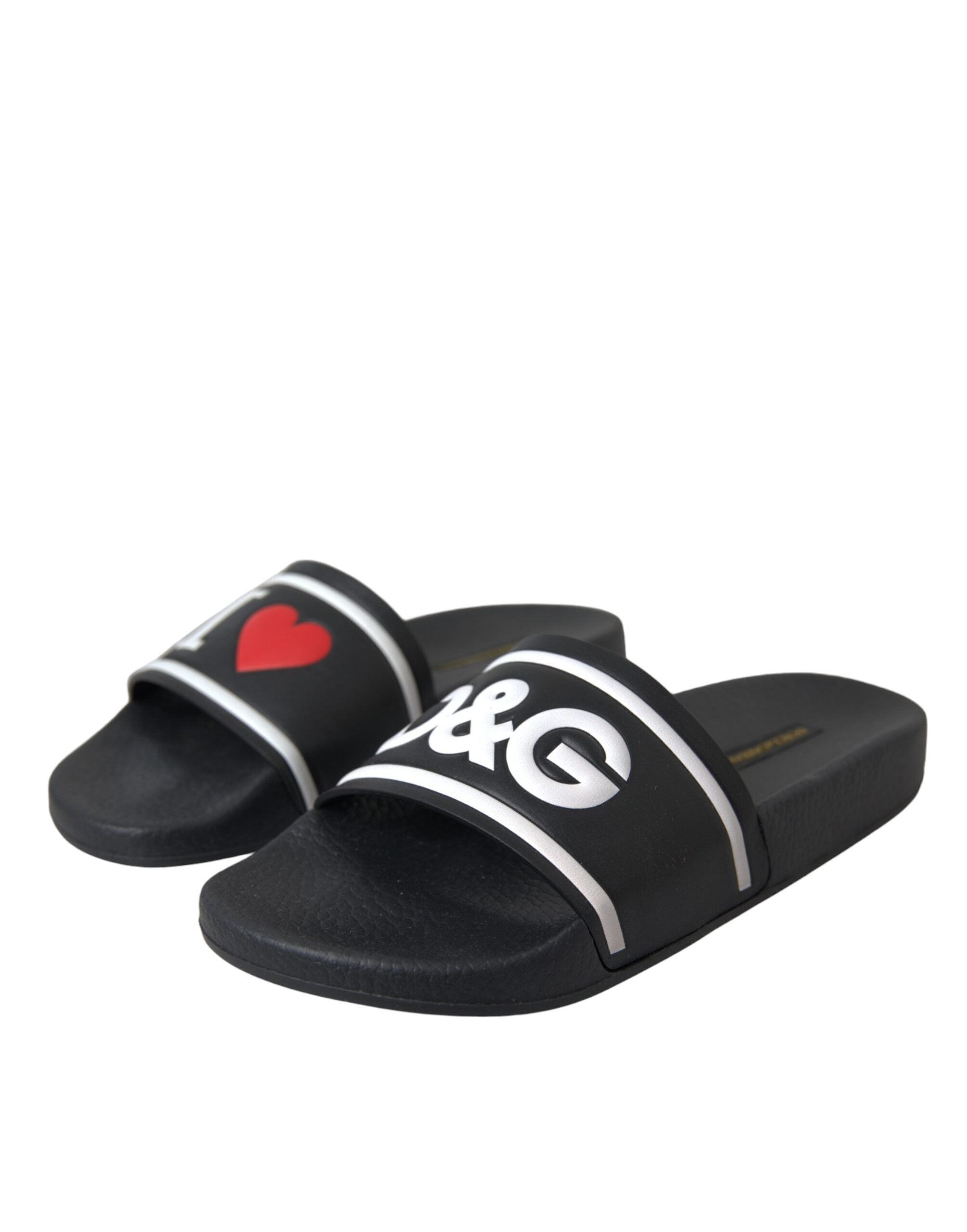 Dolce & Gabbana Zwart Leren "I Love D&G" Slippers