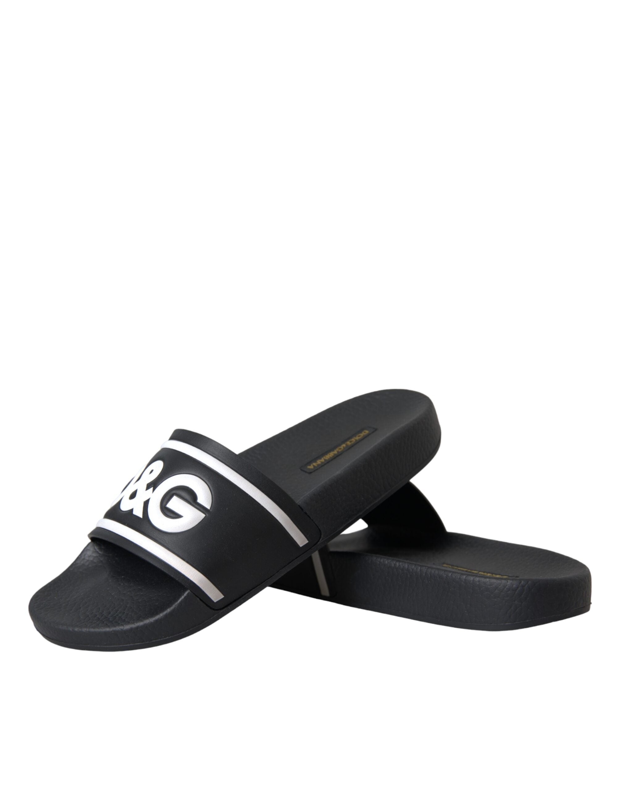 Dolce & Gabbana Zwart Leren "I Love D&G" Slippers