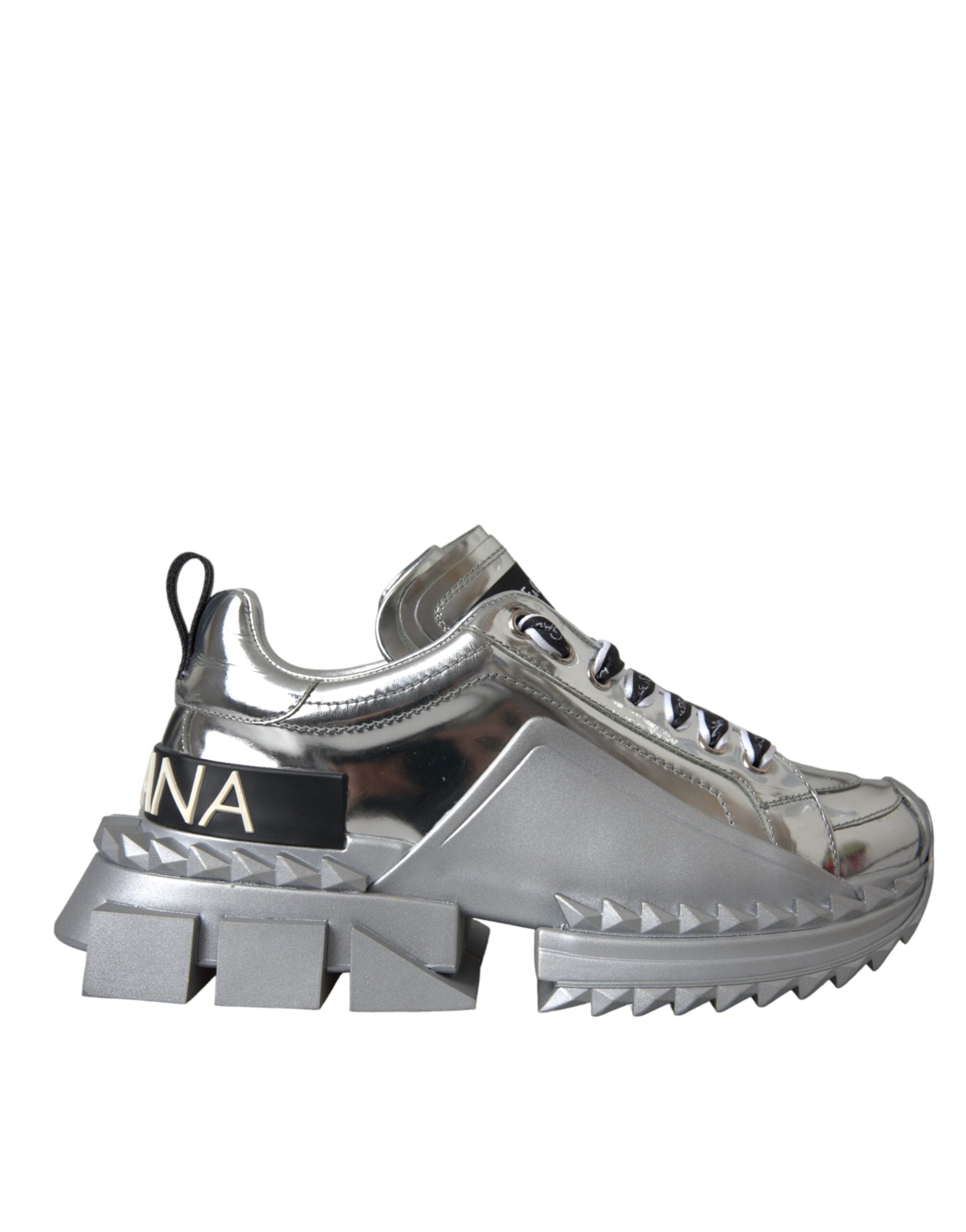 Dolce & Gabbana Zilver Leren "Super Queen" Dames Sneakers