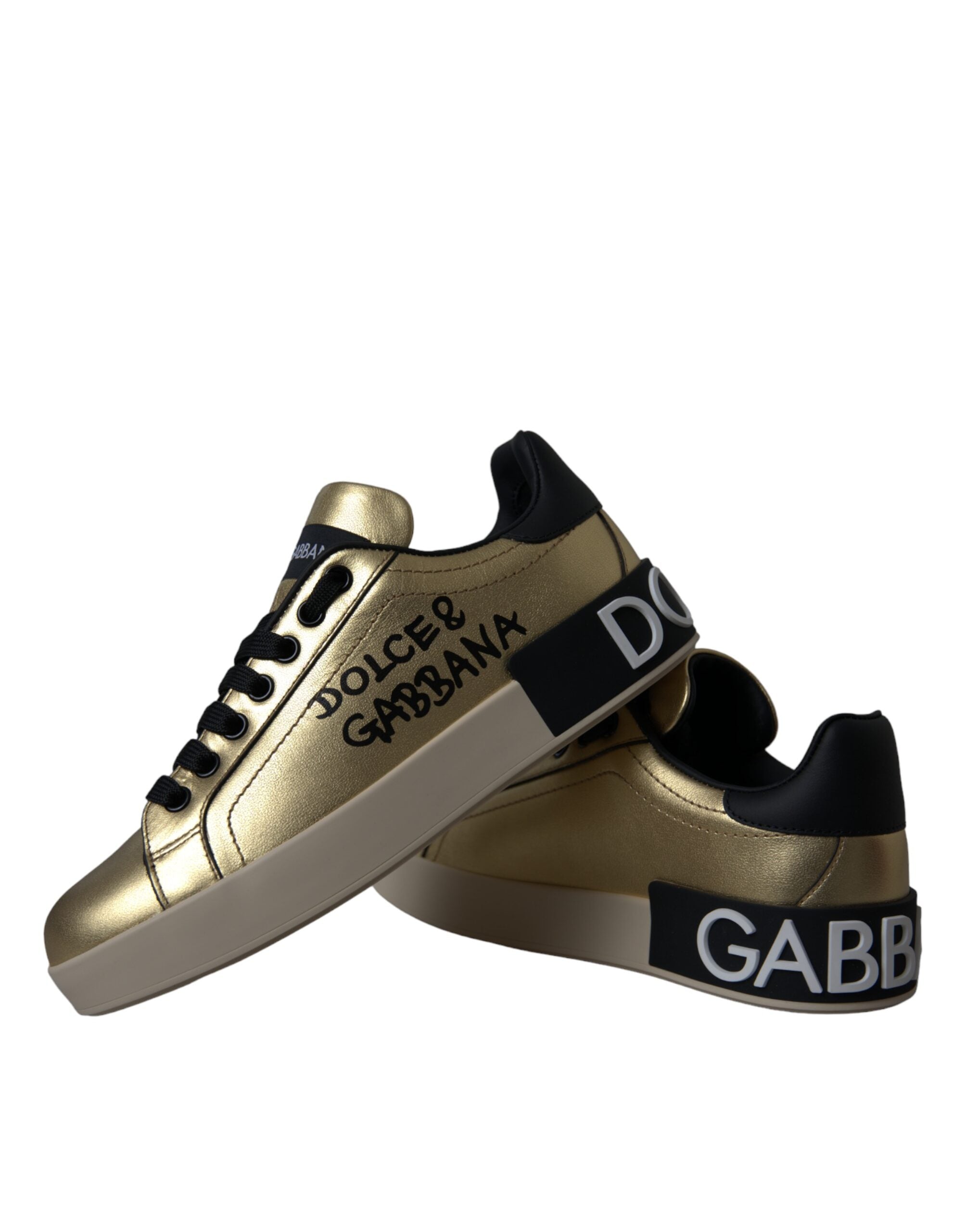 Dolce & Gabbana Goud Kalfsleren Dames Sneakers