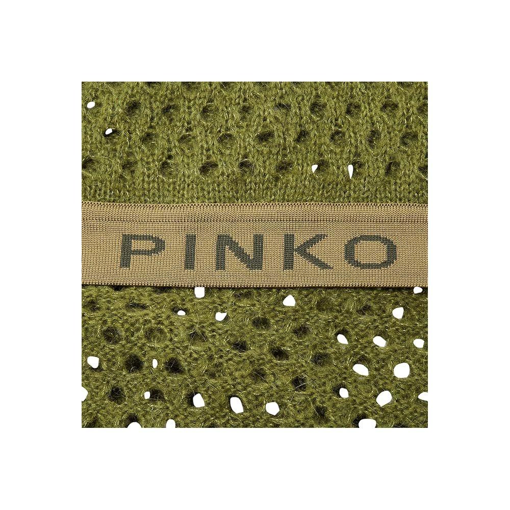 PINKO Groene Acryl Sjaal met Logo Print