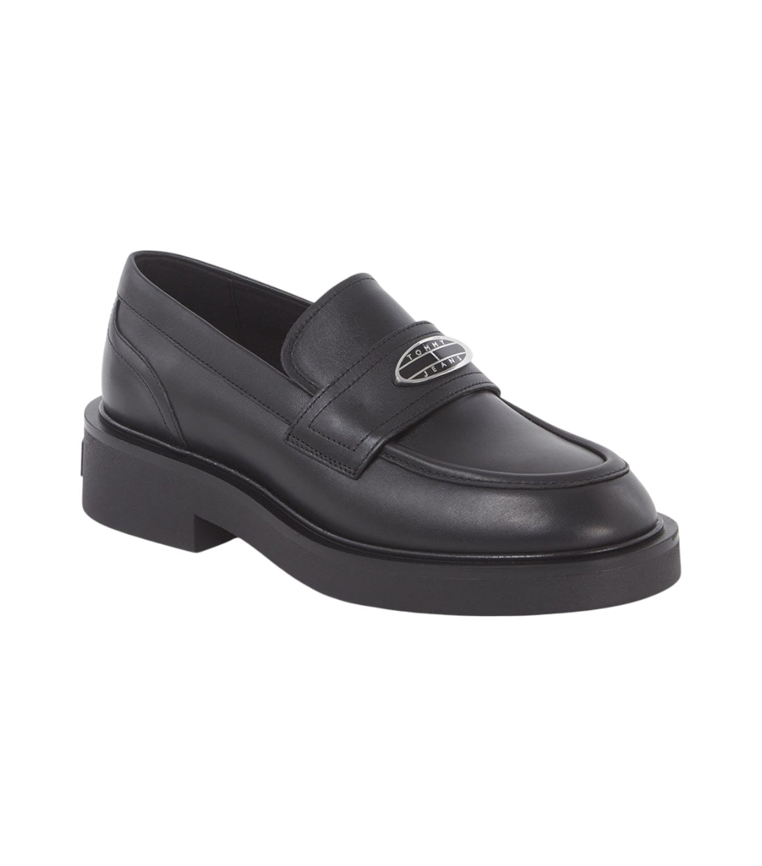 Tommy Hilfiger Zwart Leren Dames Loafer Met Logo