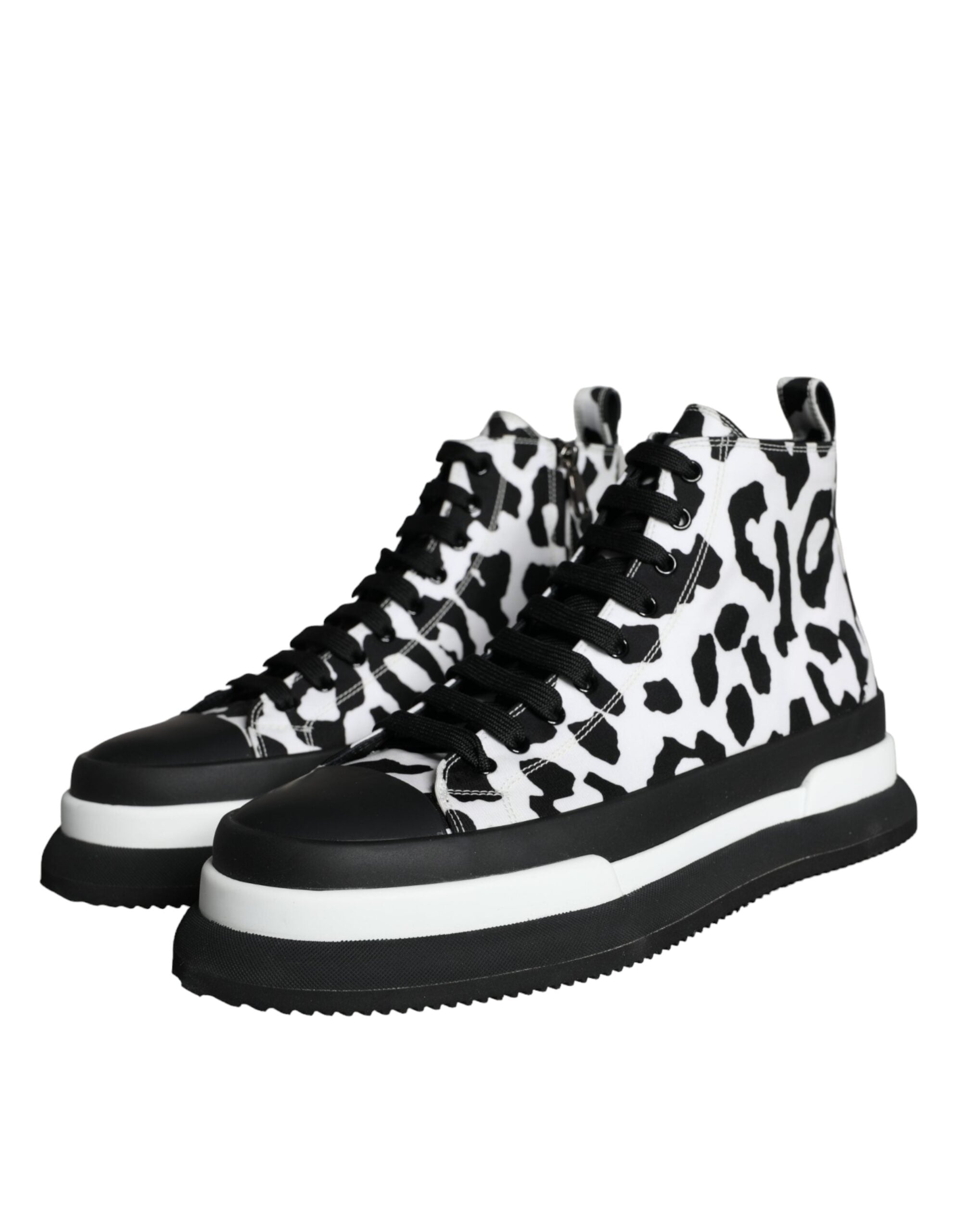 Dolce & Gabbana Zwart Leopaard Print High Top Sneakers