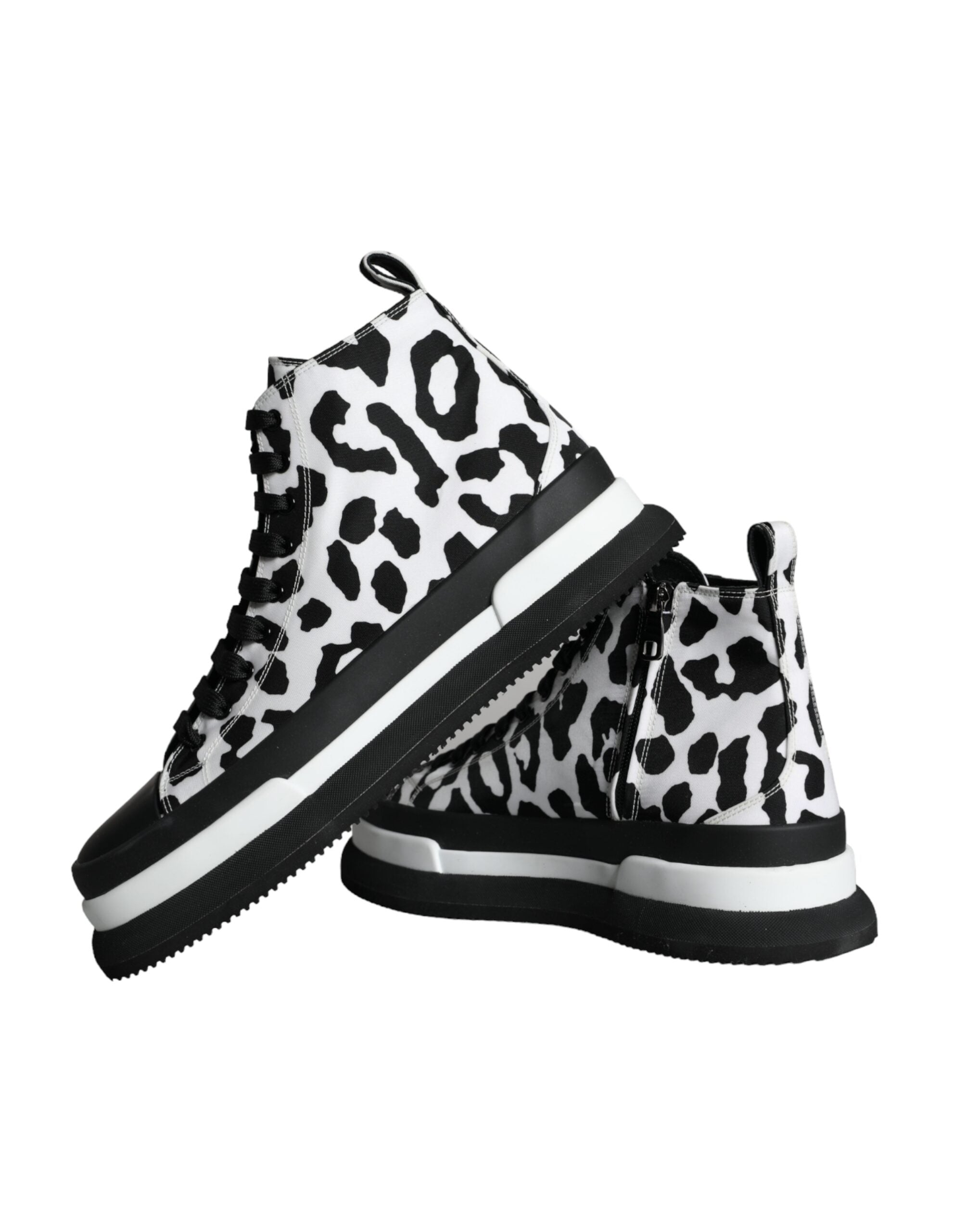 Dolce & Gabbana Zwart Leopaard Print High Top Sneakers