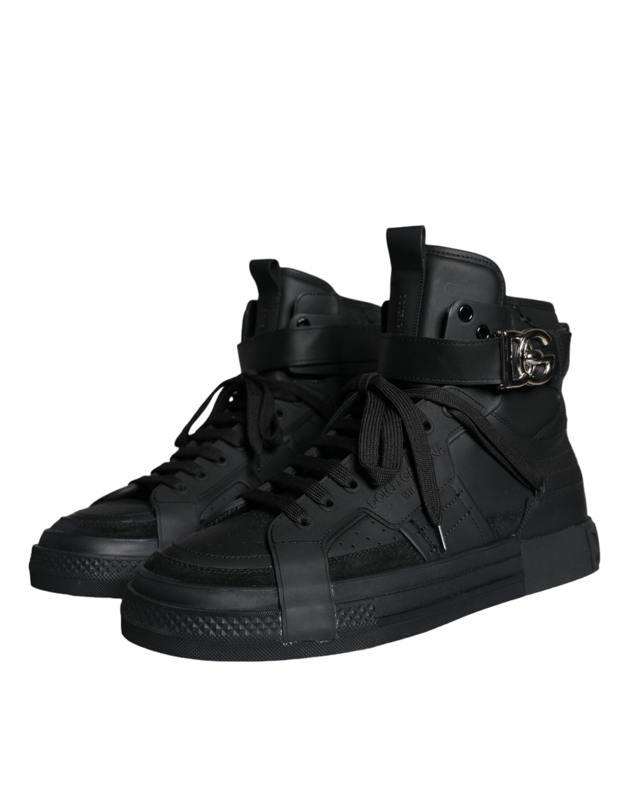 Dolce & Gabbana Zwart Leren High Top Sneakers