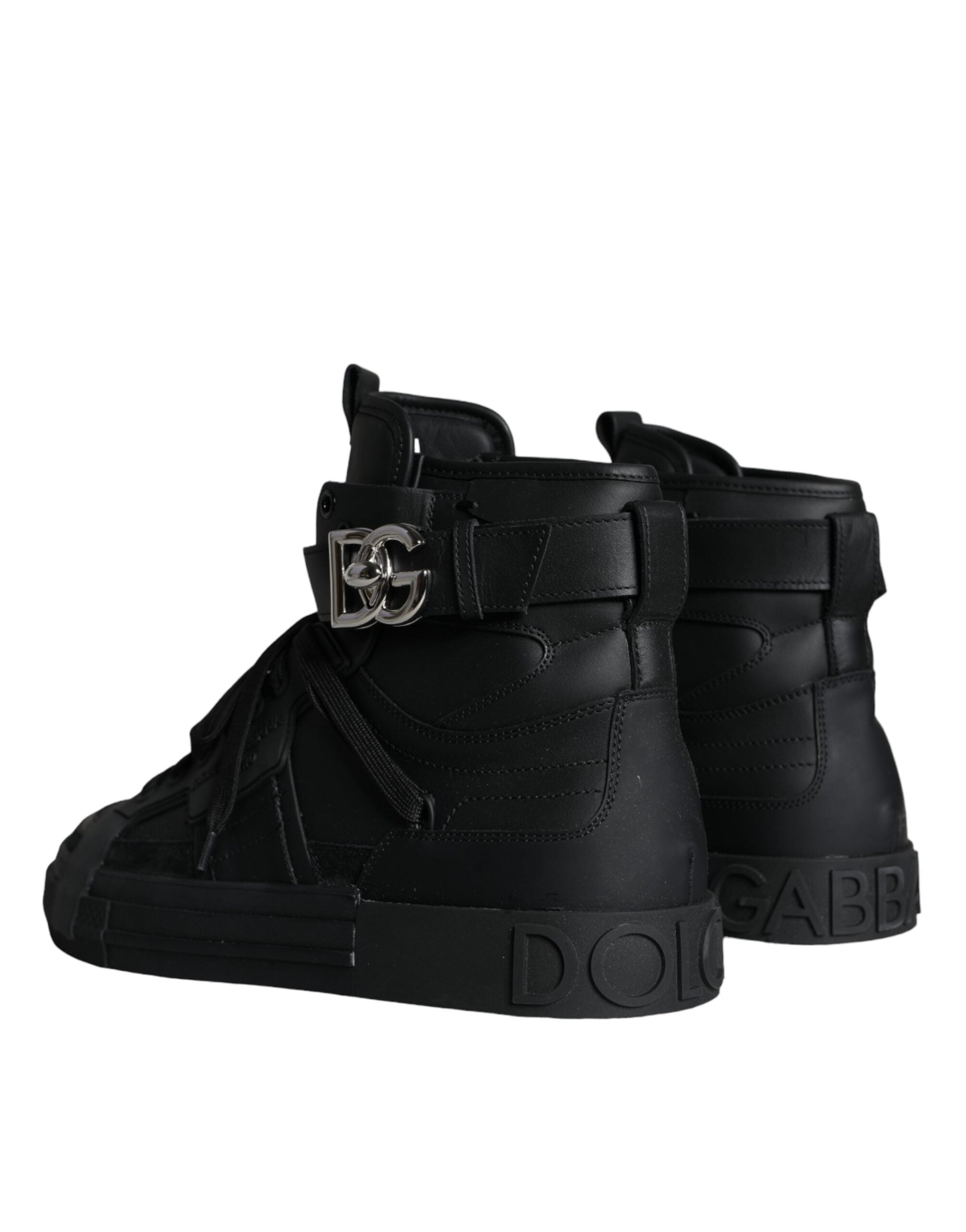 Dolce & Gabbana Zwart Leren High Top Sneakers